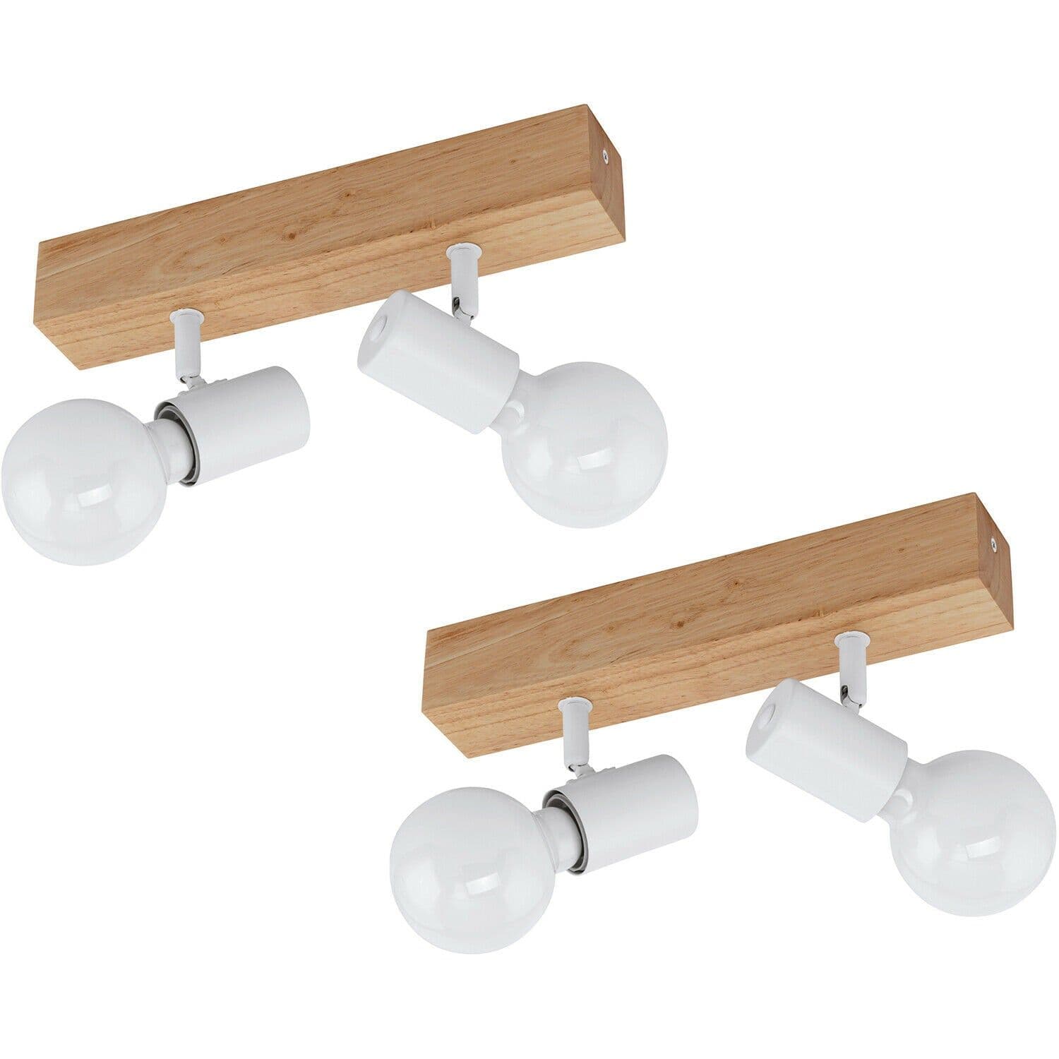 2 PACK 2 Spot Wall Flush Ceiling Light Brown Shade E27 2x60W
