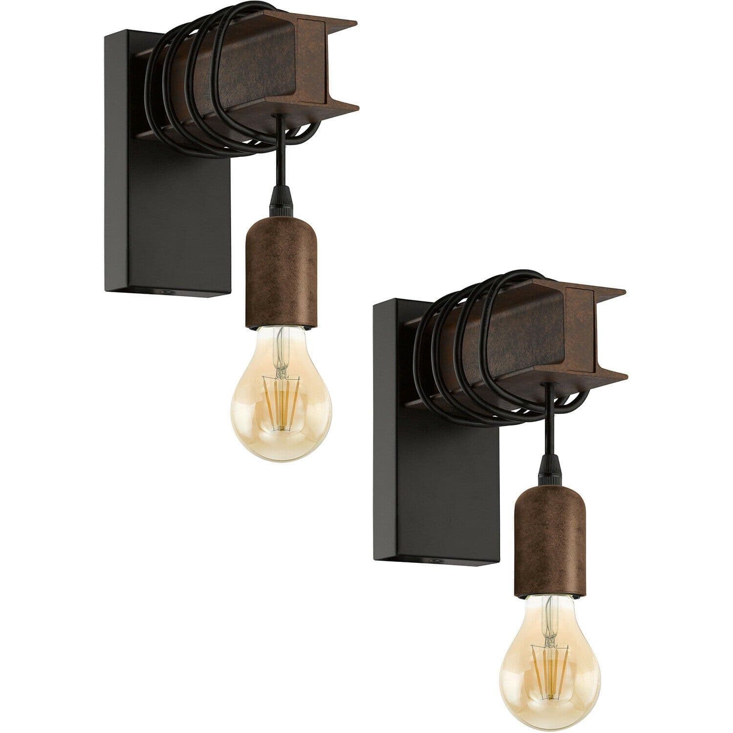 2 PACK LED Wall Light Sconce Industrial Effect Hangman 1x 60W E27