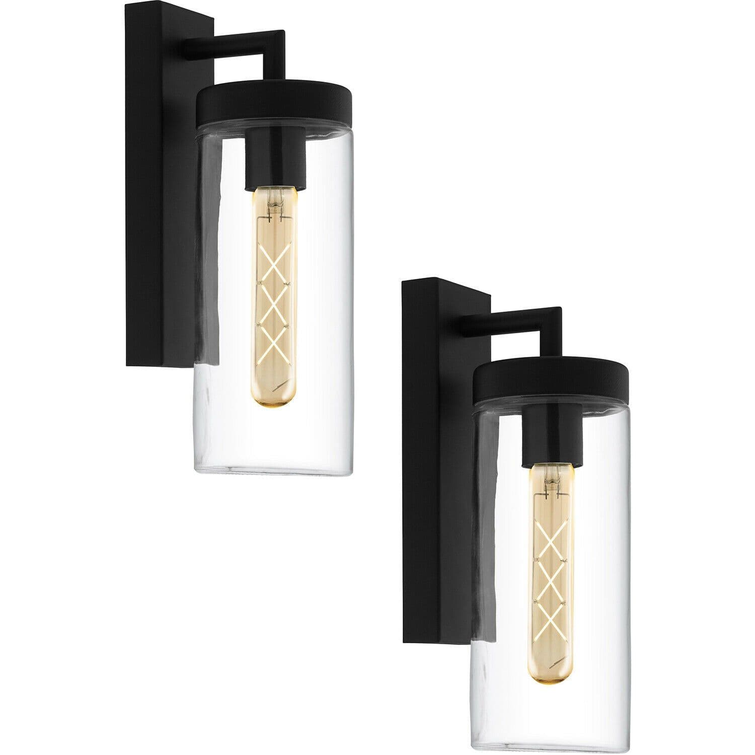 2 PACK IP44 Outdoor Wall Light & Clear Glass shade 60W E27 Porch Lamp