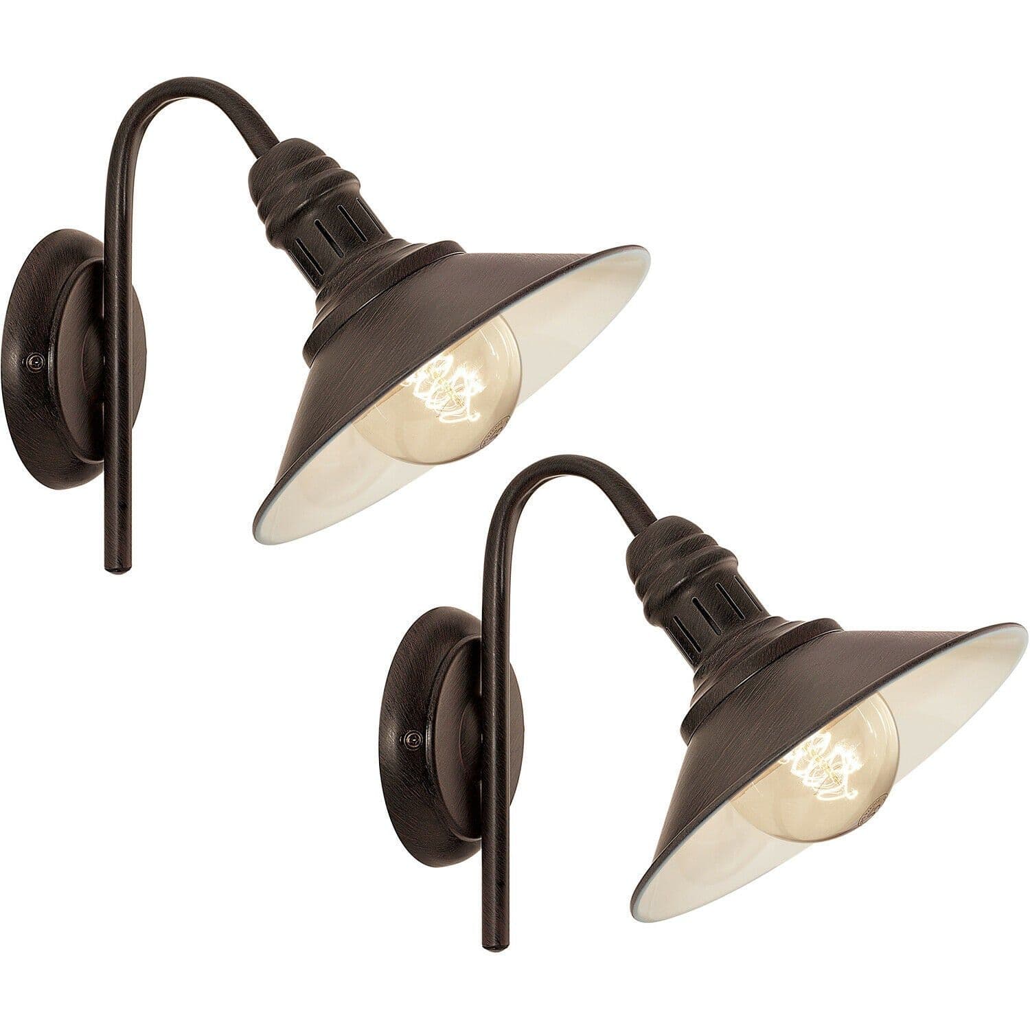 2 PACK LED Wall Light Sconce Antique & Beige Steel Shade 1x 60W E27