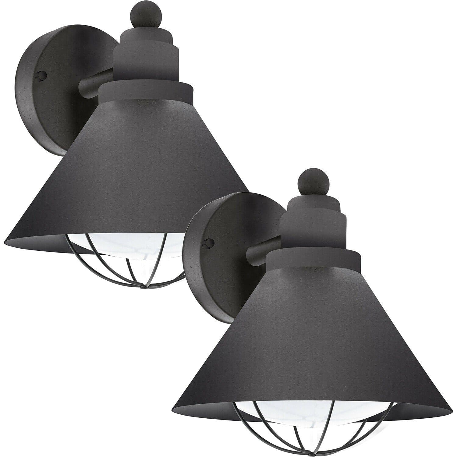 2 PACK IP44 Outdoor Wall Light Cage Fisherman Shade 40W E27 Porch Lamp