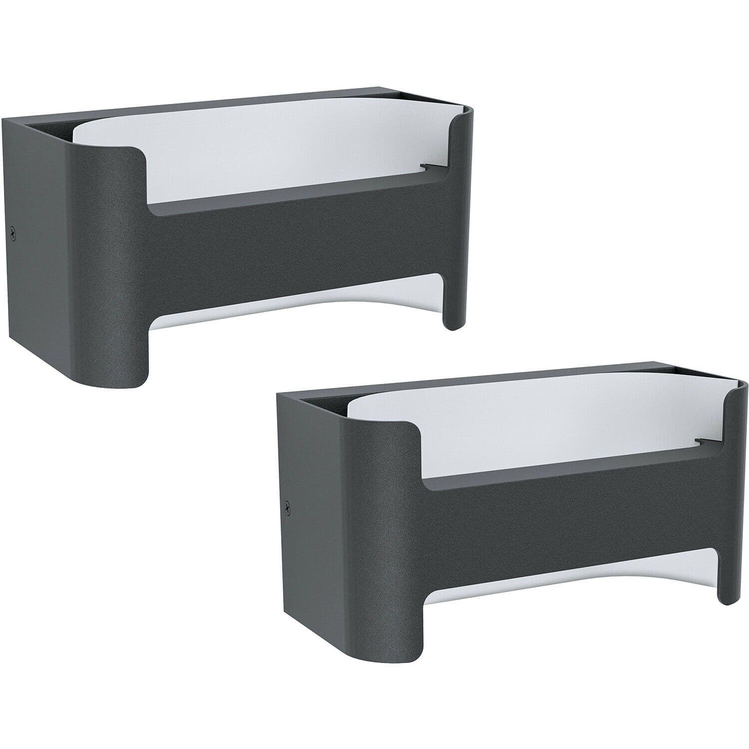 2 PACK IP44 Outdoor Wall Light & White Unusual Aluminium 4.8W LED