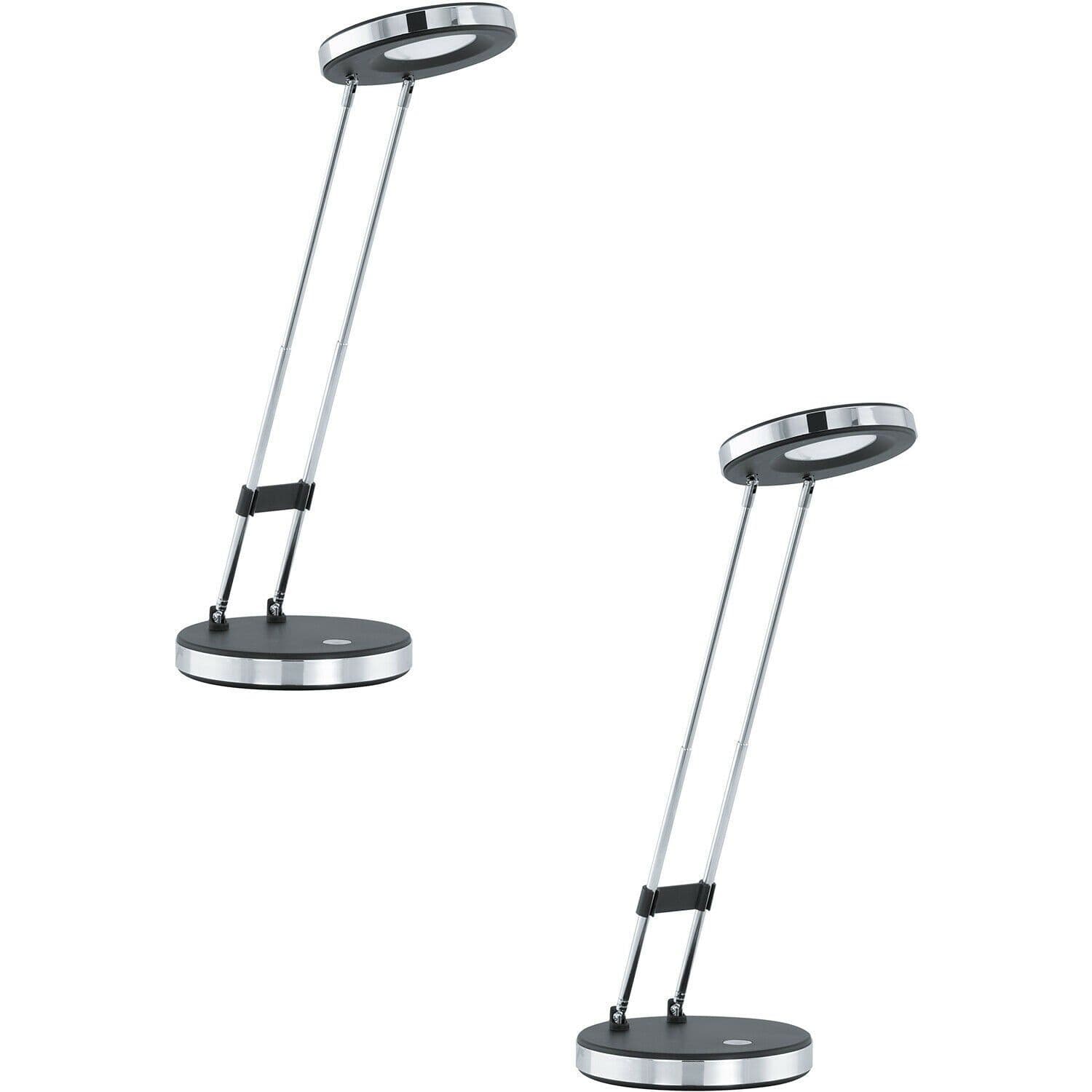 2 PACK Table Lamp & Chrome Modern Rocker Switch LED 3W Included