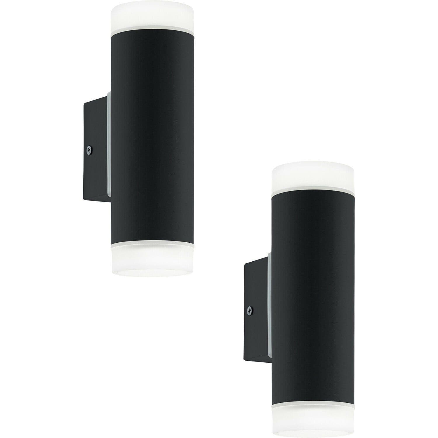 2 PACK IP44 Outdoor Wall Light Black Up & Down Light 2x 5W GU10 Porch Lamp
