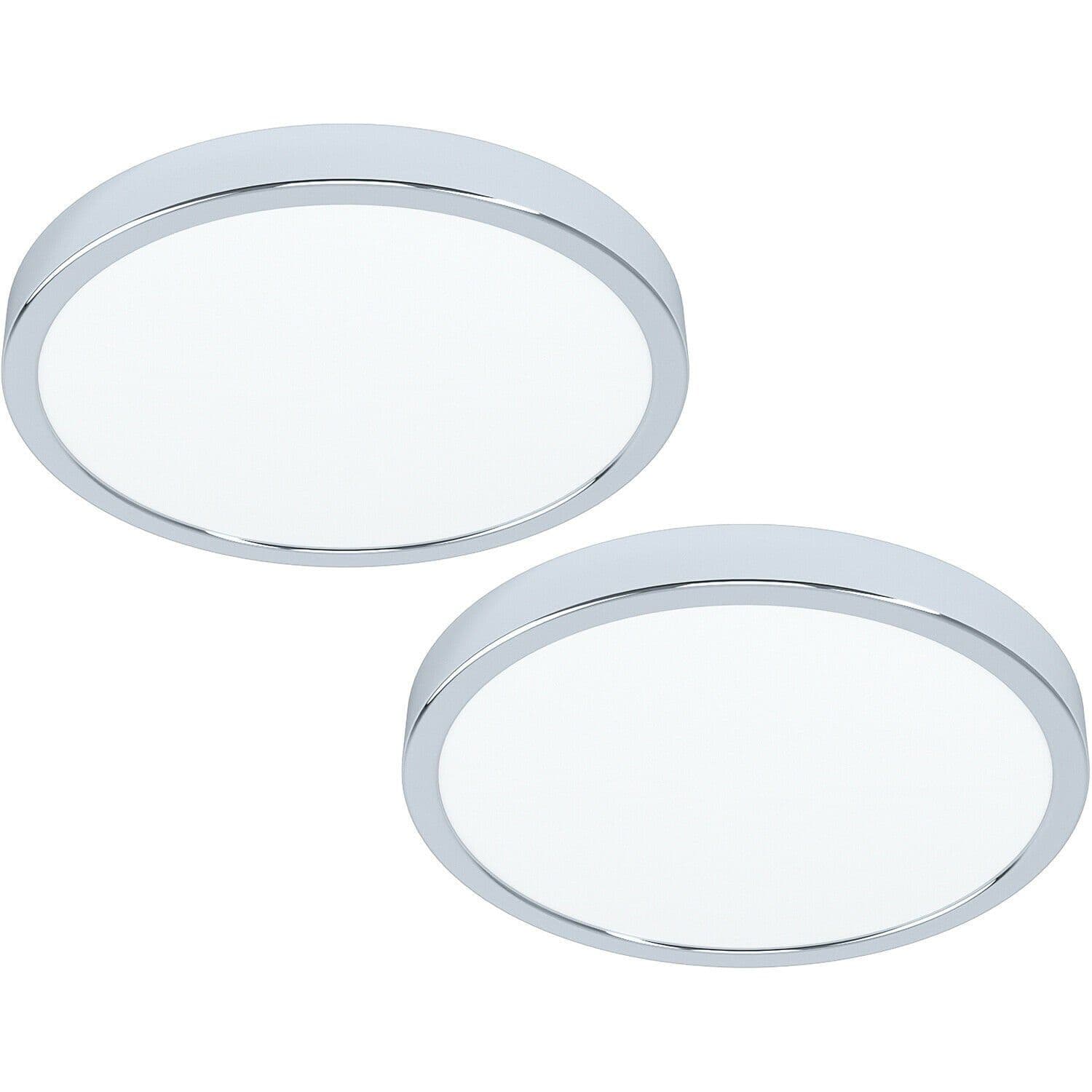 2 PACK Wall Flush Ceiling Light Chrome Shade Round Plastic LED 20W