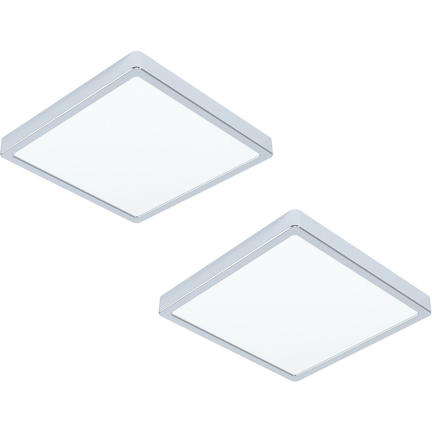 2 PACK Wall Flush Ceiling Light Colour Chrome Shade White Plastic Bulb LED 20W