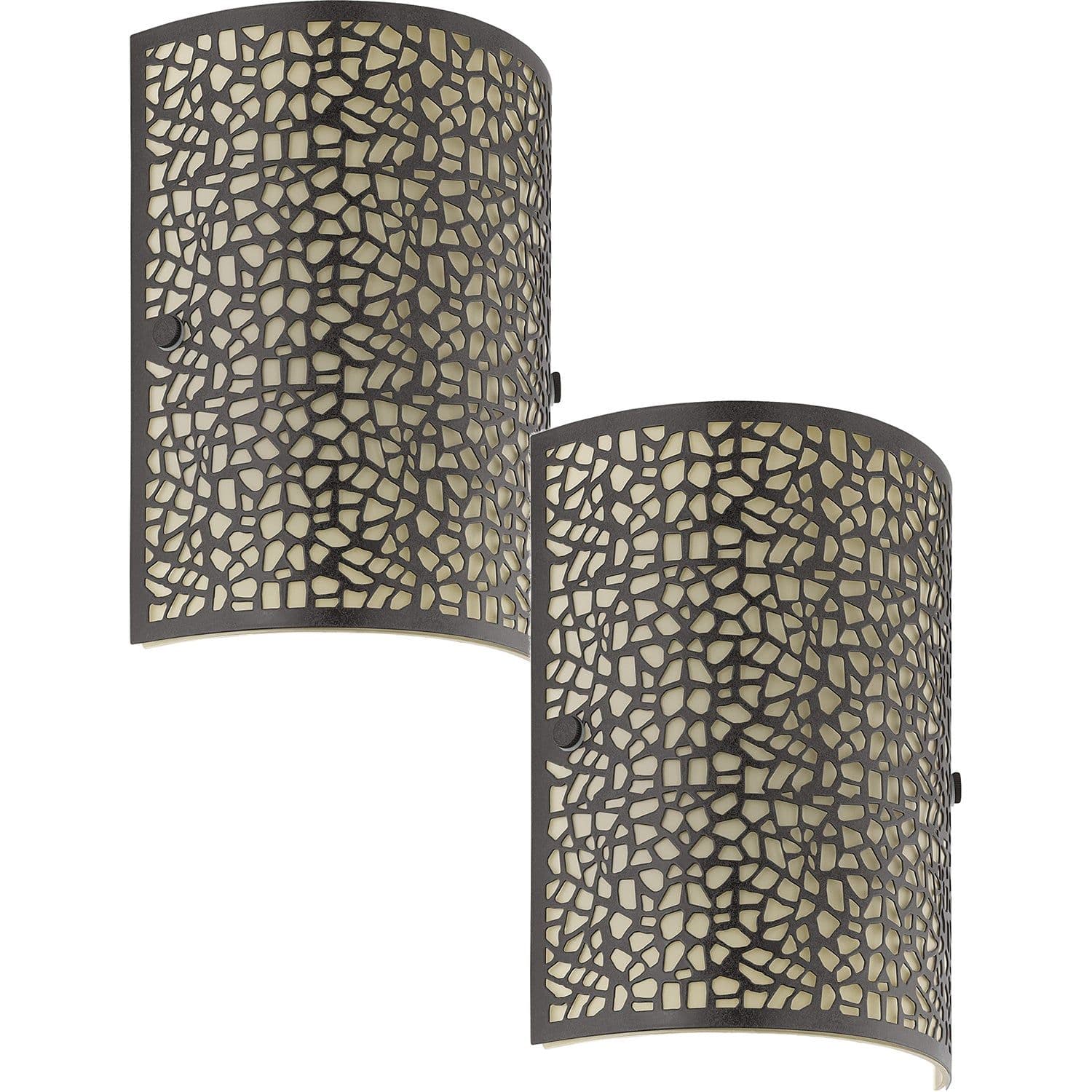 2 PACK Wall Light Antique Steel Shade Champagne Glass E14 1x60W