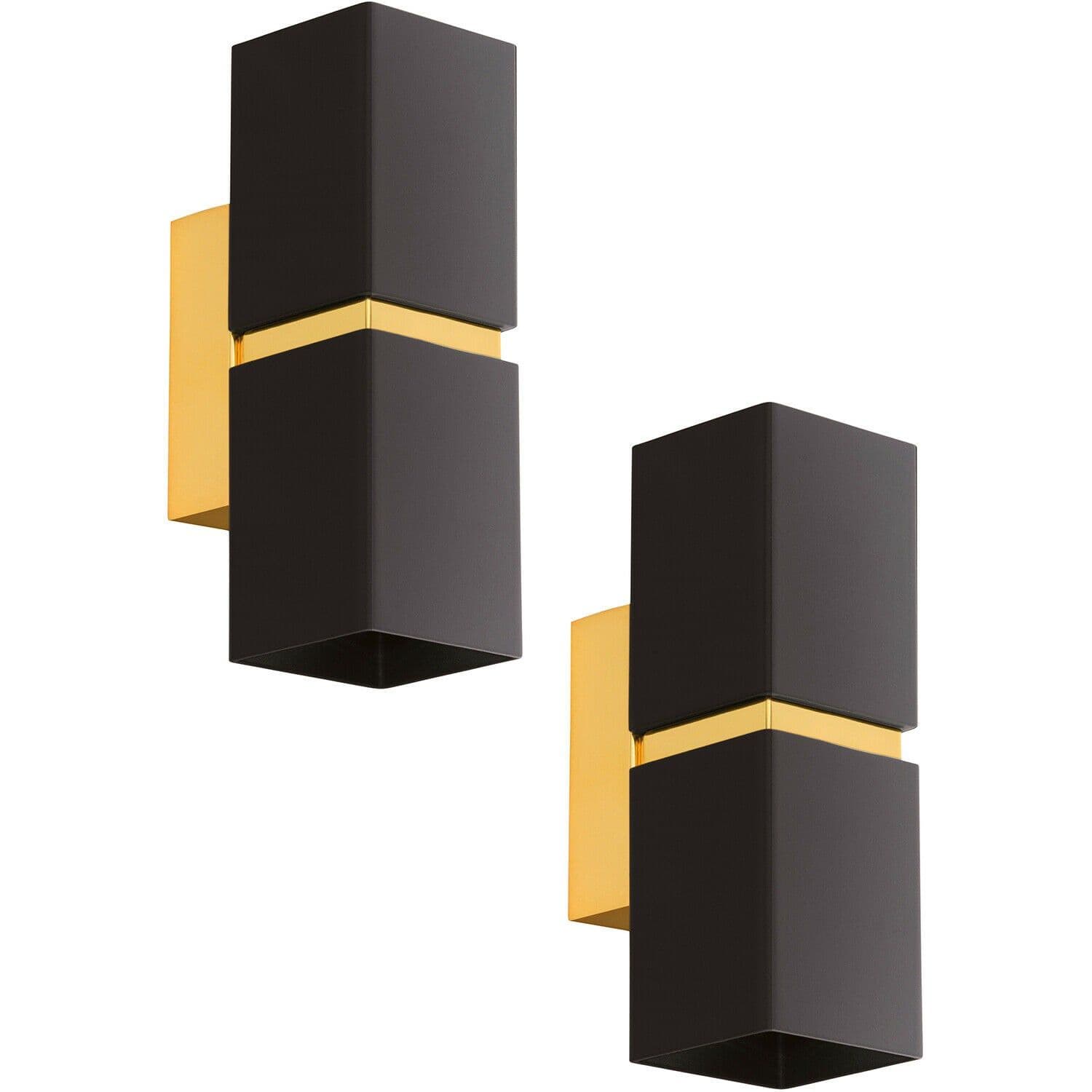 2 PACK Wall Light Gold Plated Steel Square Shape Shade GU10 2x3.3W