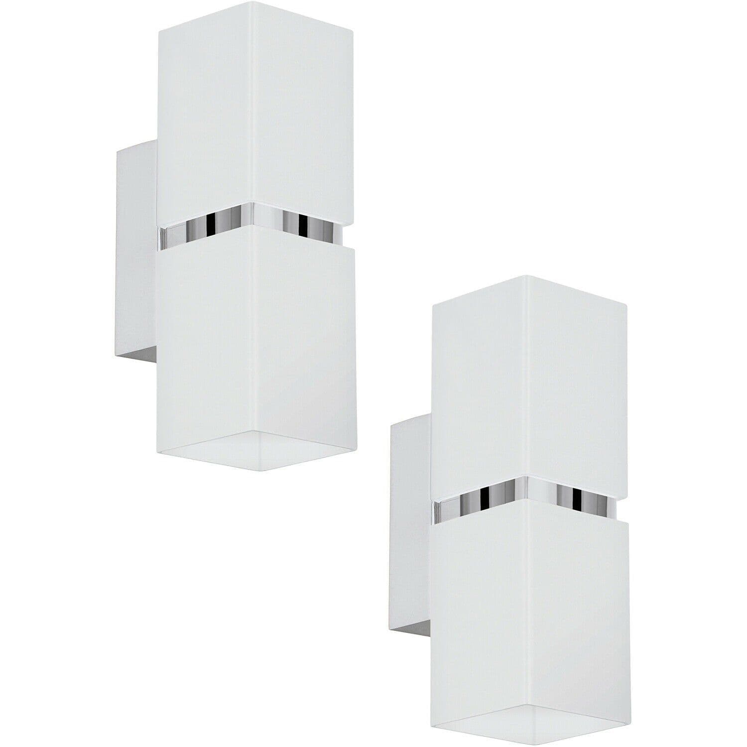 2 PACK Wall Light Chrome Plated Steel Square Shape Shade GU10 3.3W