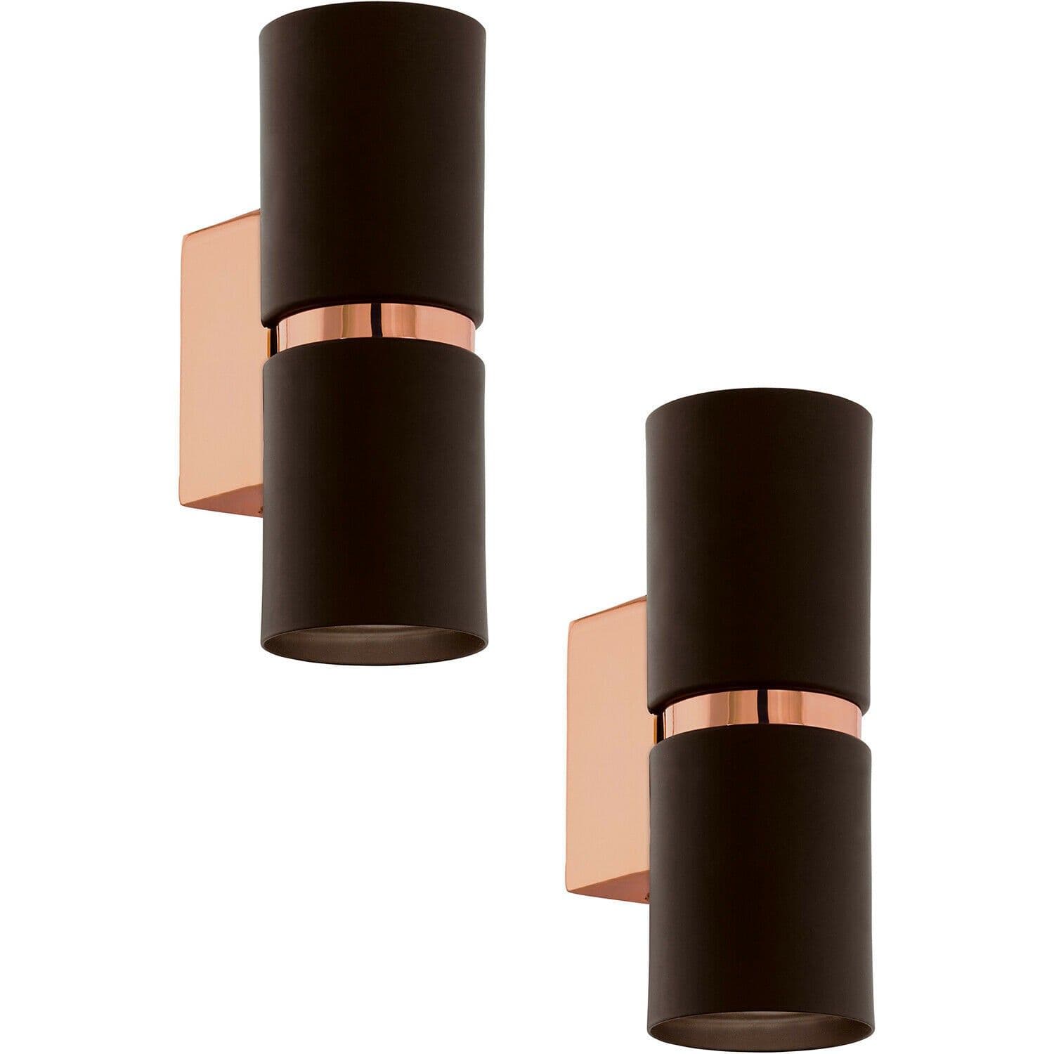 2 PACK Wall Light Copper Coloured Steel Round Shade GU10 2x3.3W