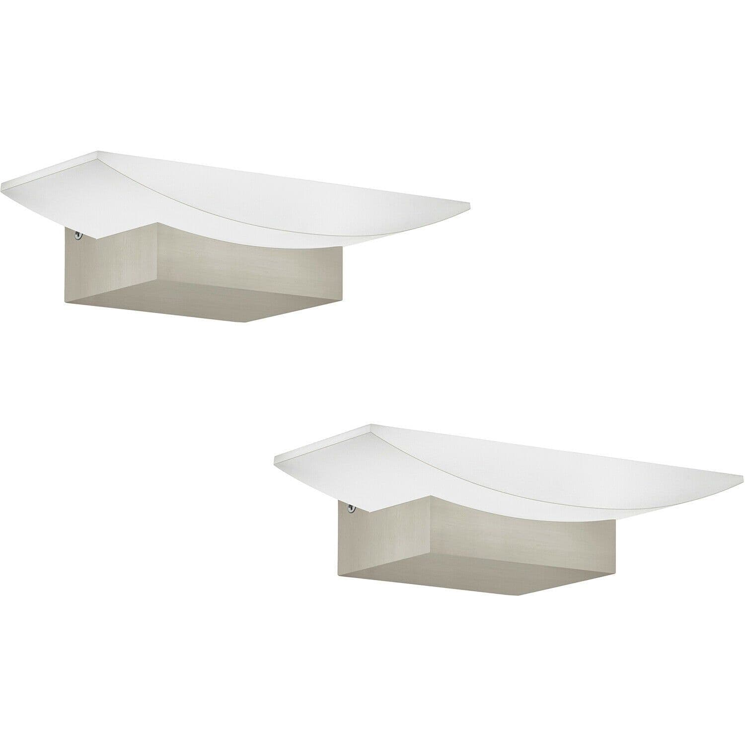 2 PACK Wall Light Satin Nickel Shade Satined Plastic LED 1x5.6W Included