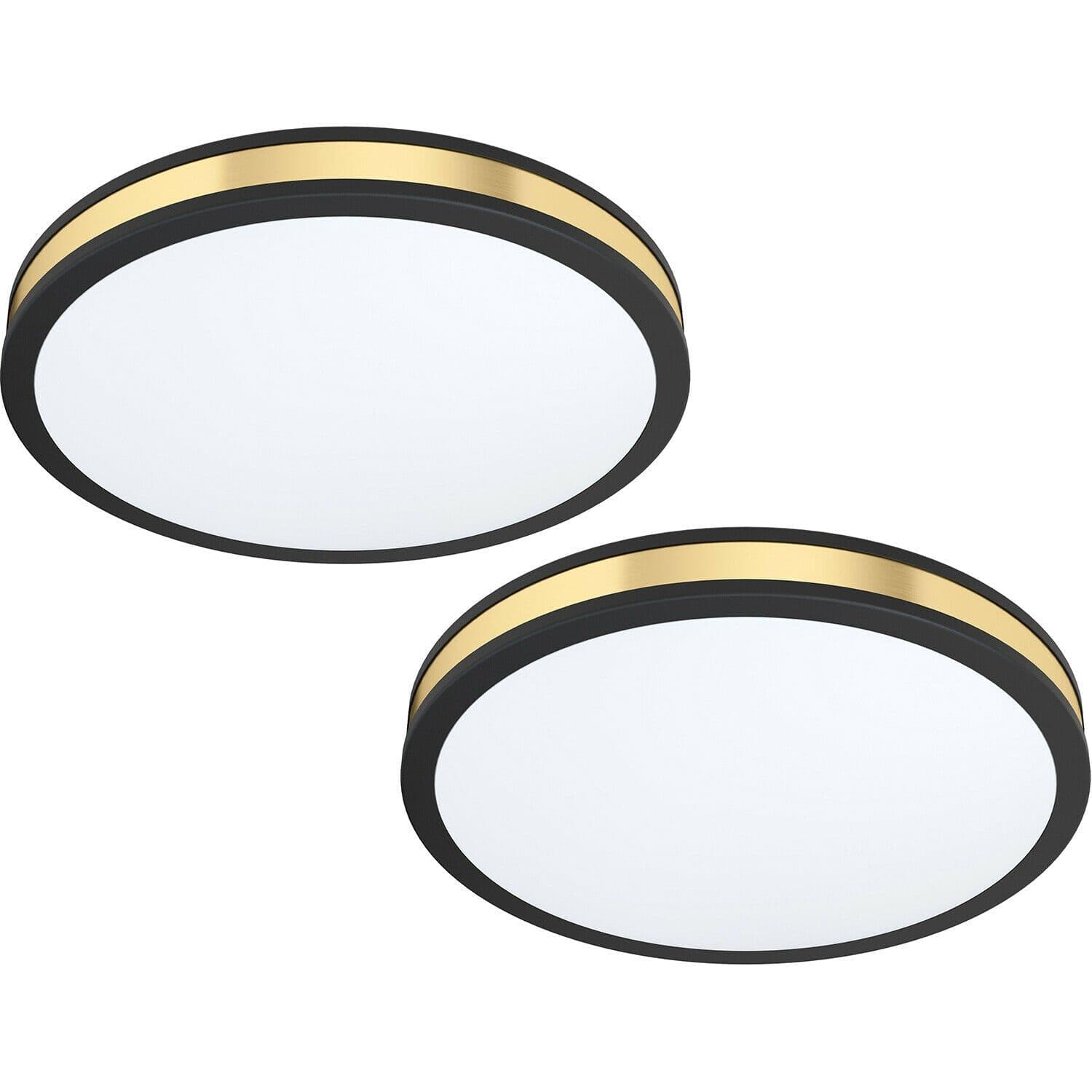 2 PACK Wall Flush Ceiling Light Black Shade White Gold Plastic LED 24W