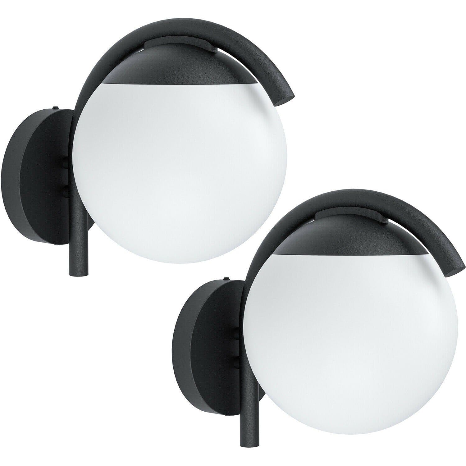 2 PACK IP44 Outdoor Wall Light & Diffused Shade 1x 28W E27 Porch Lamp
