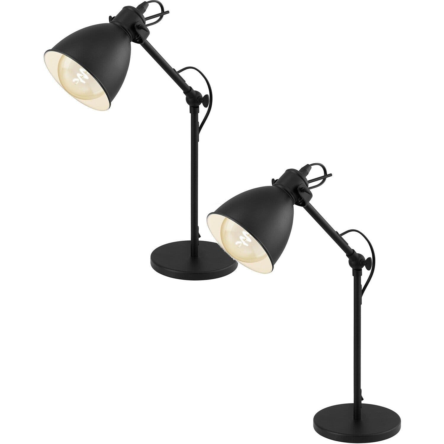 2 PACK Adjustable Table Lamp Desk Light & White Steel Shade 1x 40W E27