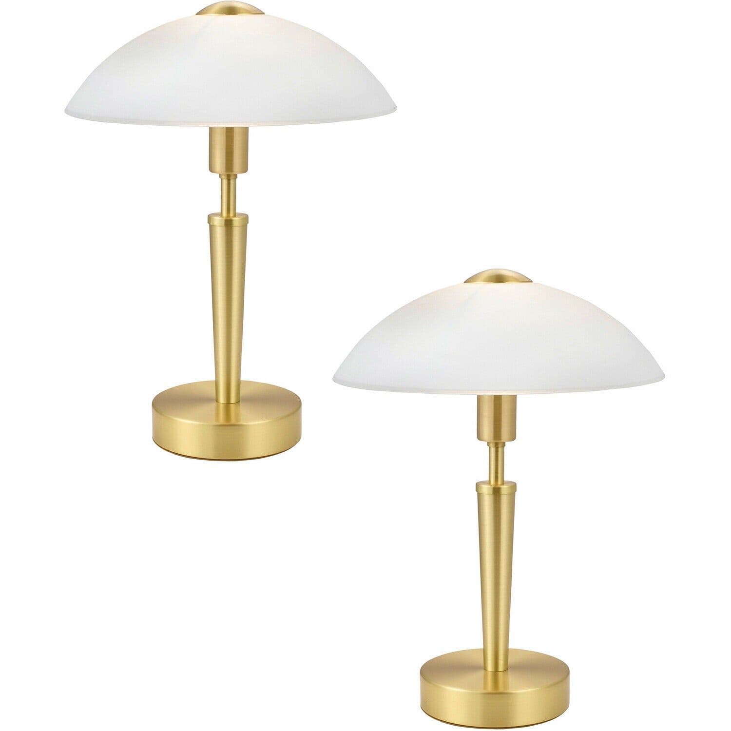 2 PACK Table Lamp Brass Matt Touch on & off Shade White Satinized Glass E14 60W