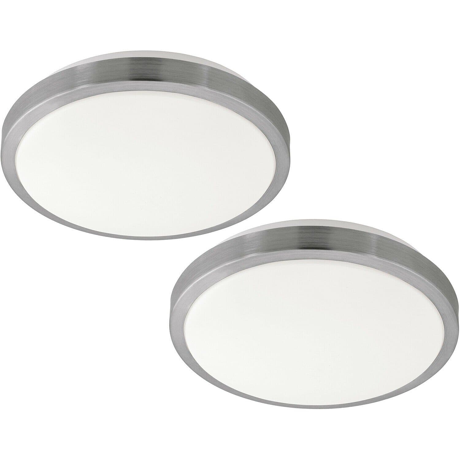 2 PACK Wall Flush Ceiling Light Shade Satined Nickel Plastic LED 23W