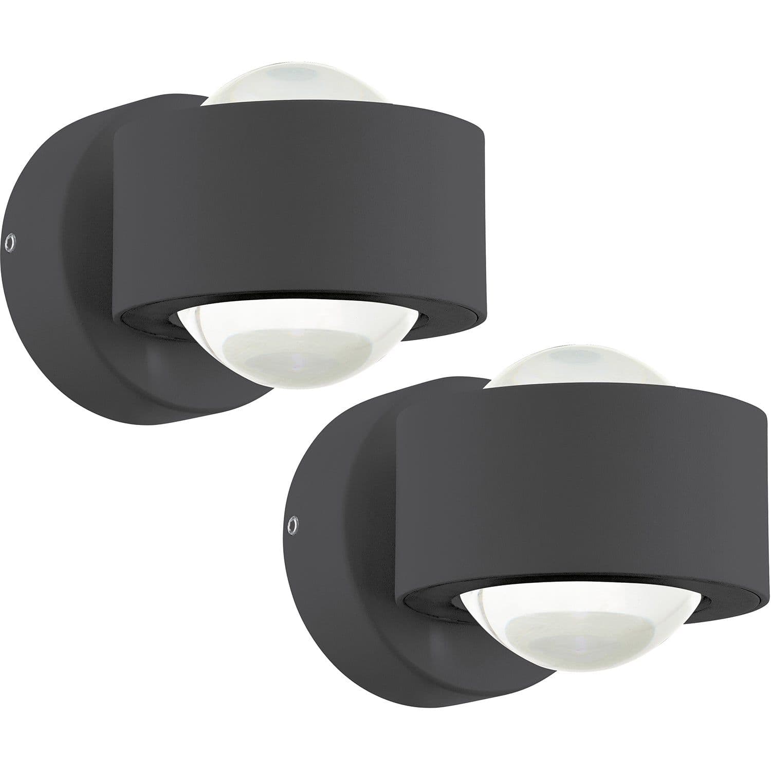 2 PACK IP44 Outdoor Wall Light Anthracite Cast Aluminium 2W LED Lamp