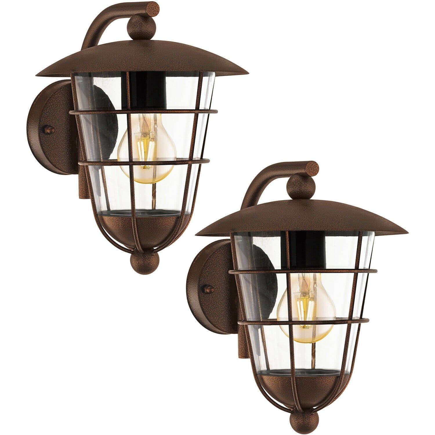 2 PACK IP44 Outdoor Wall Light Fisherman Lantern 1x 60W E27 Porch Lamp