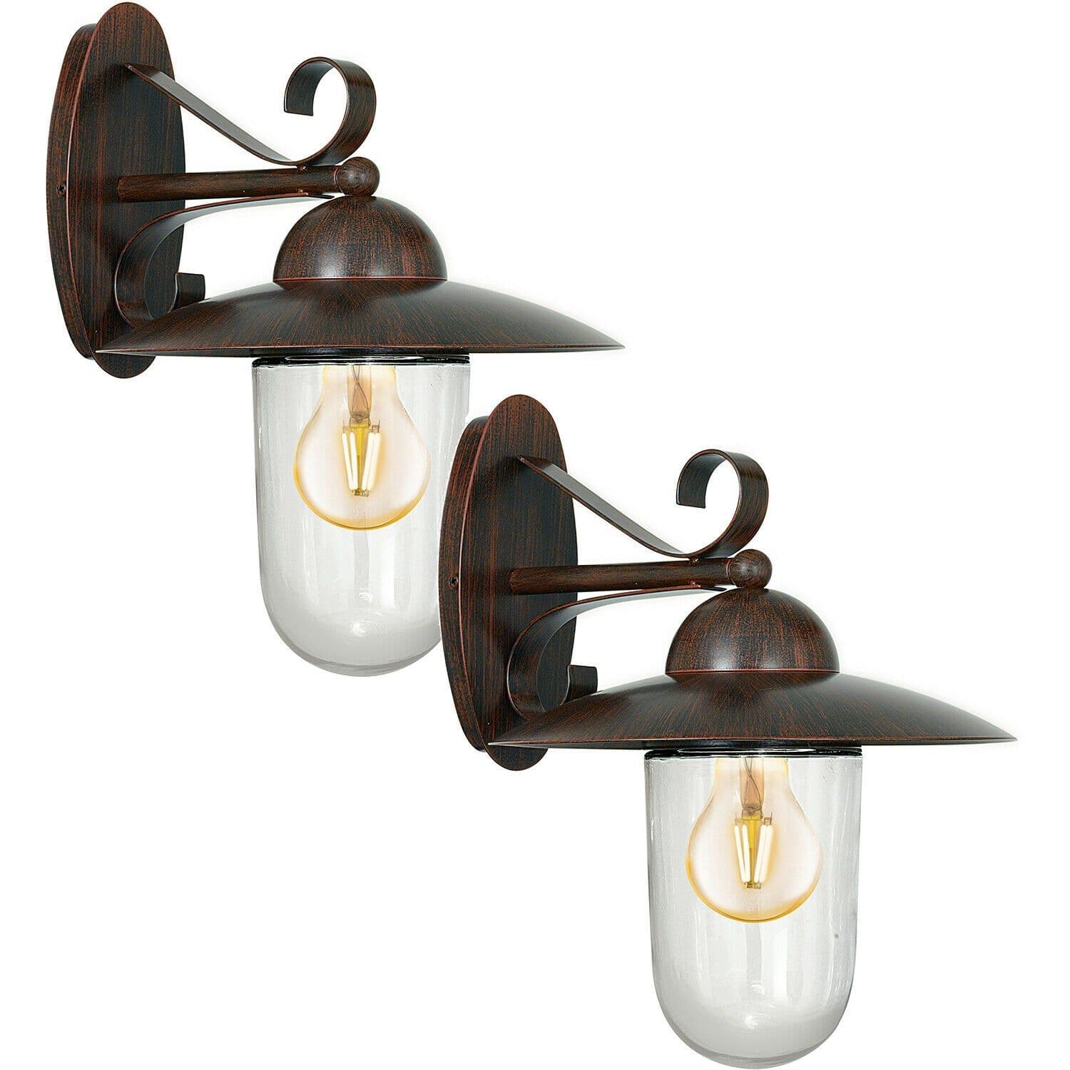 2 PACK IP44 Outdoor Wall Light Antique Steel Fisherman Lamp 1x 60W E27