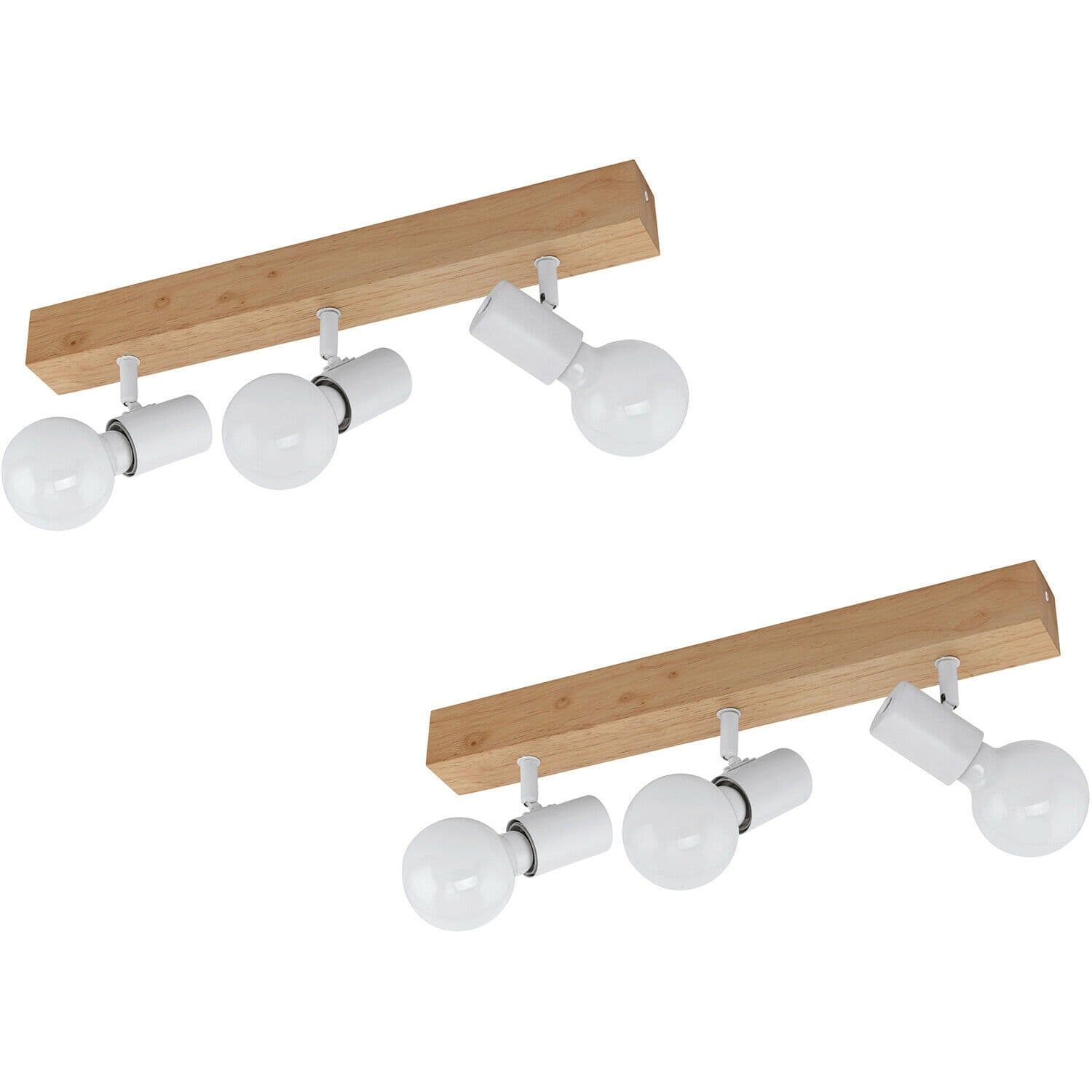 2 PACK 3 Spot Wall Flush Ceiling Light Brown Shade E27 3x60W