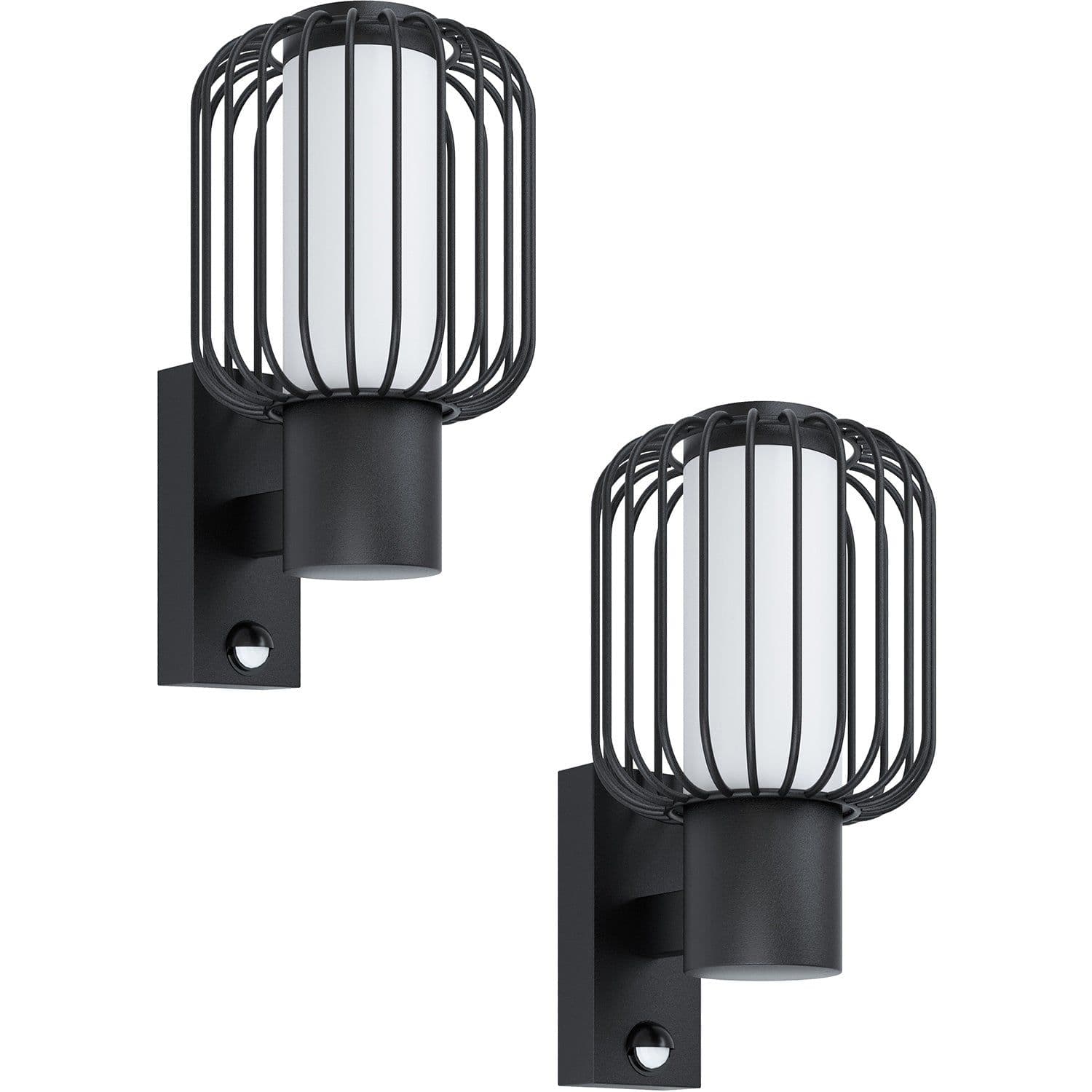 2 PACK IP44 Outdoor Wall Light & PIR Sensor Zinc Steel 1x 28W E27