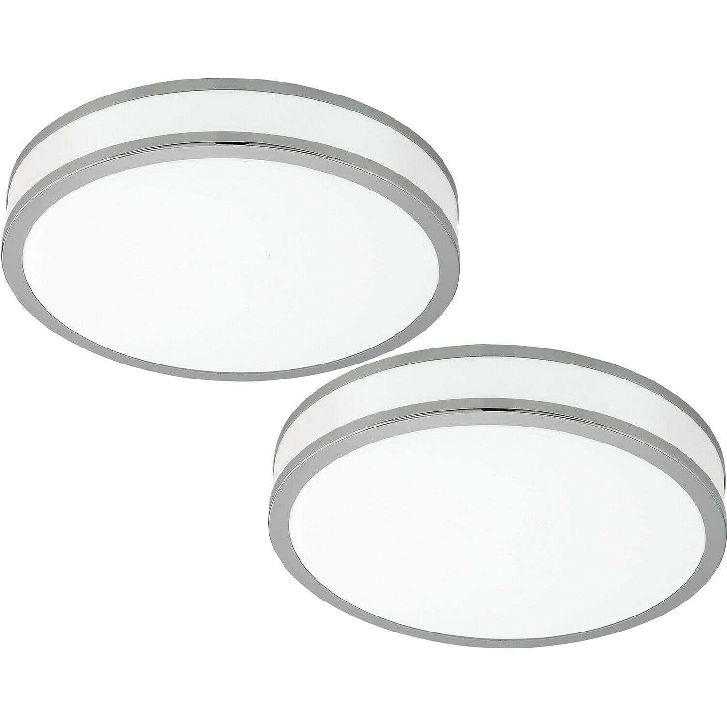 2 PACK Wall Flush Ceiling Light Shade Chrome Plastic LED 24W