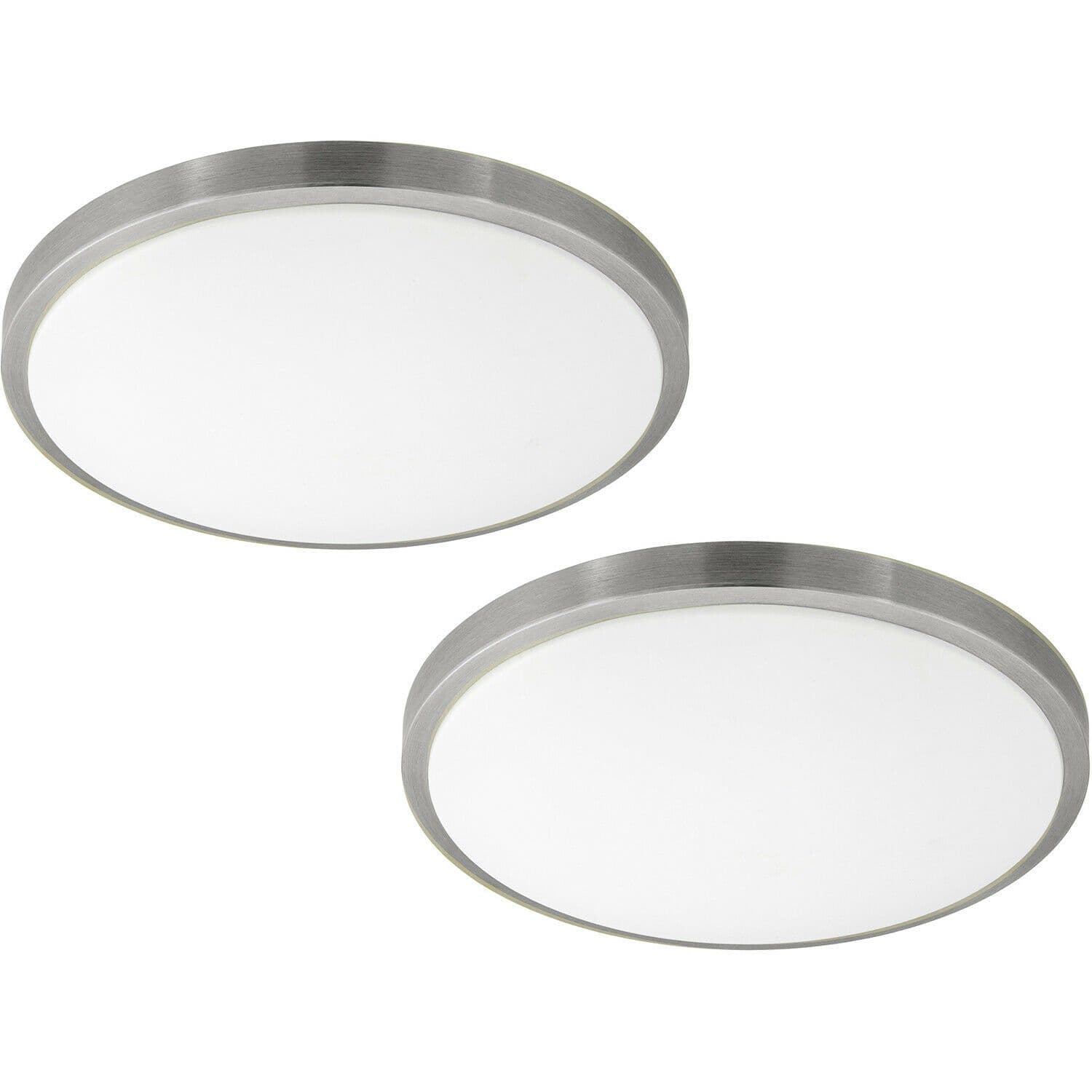 2 PACK Wall Flush Ceiling Light Shade Satined Nickel Plastic LED 24W