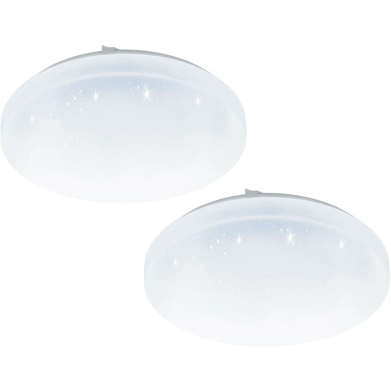 2 PACK Flush Ceiling Light Shade Plastic Crystal Effect LED 12W
