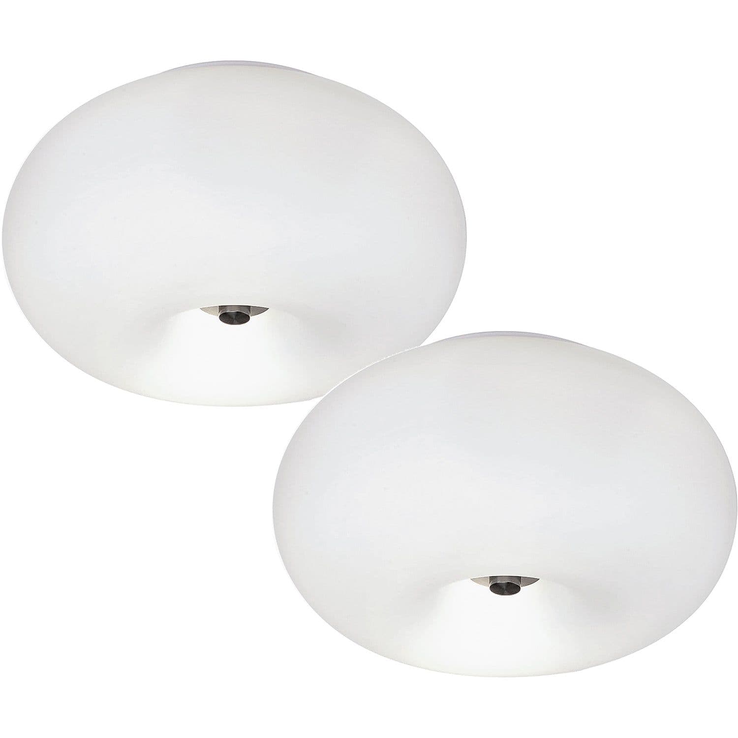 2 PACK Wall Flush Ceiling Light Satin Nickel Shade White Glass Opal Matt 2x E27