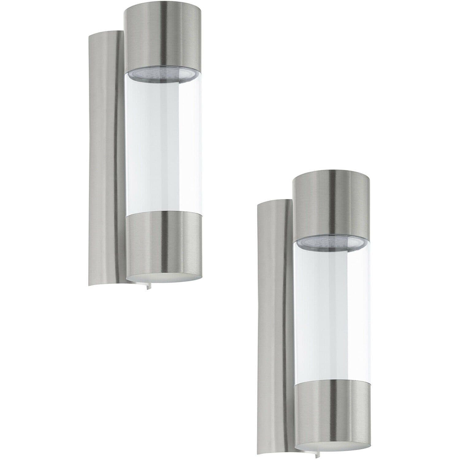 2 PACK IP44 Outdoor Wall Light Stainless Steel Glass 3.7W LED Porch Lamp