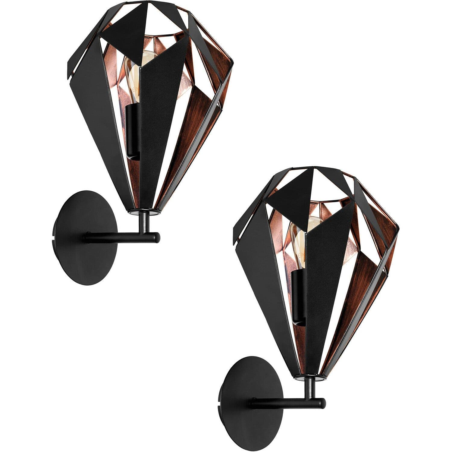 2 PACK LED Wall Light Sconce & Antique Copper Shade 1x 60W E27 Bulb
