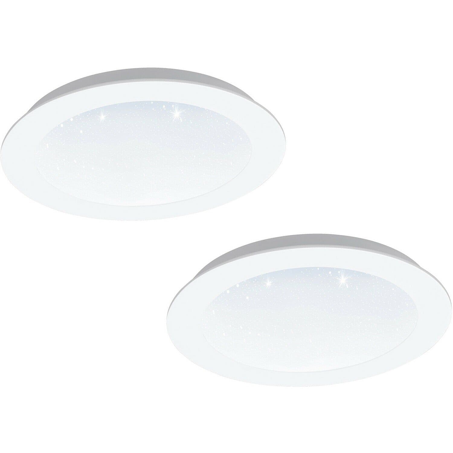 2 PACK Wall / Ceiling Flush Downlight White & Crystal Effect 14W LED Spotlight