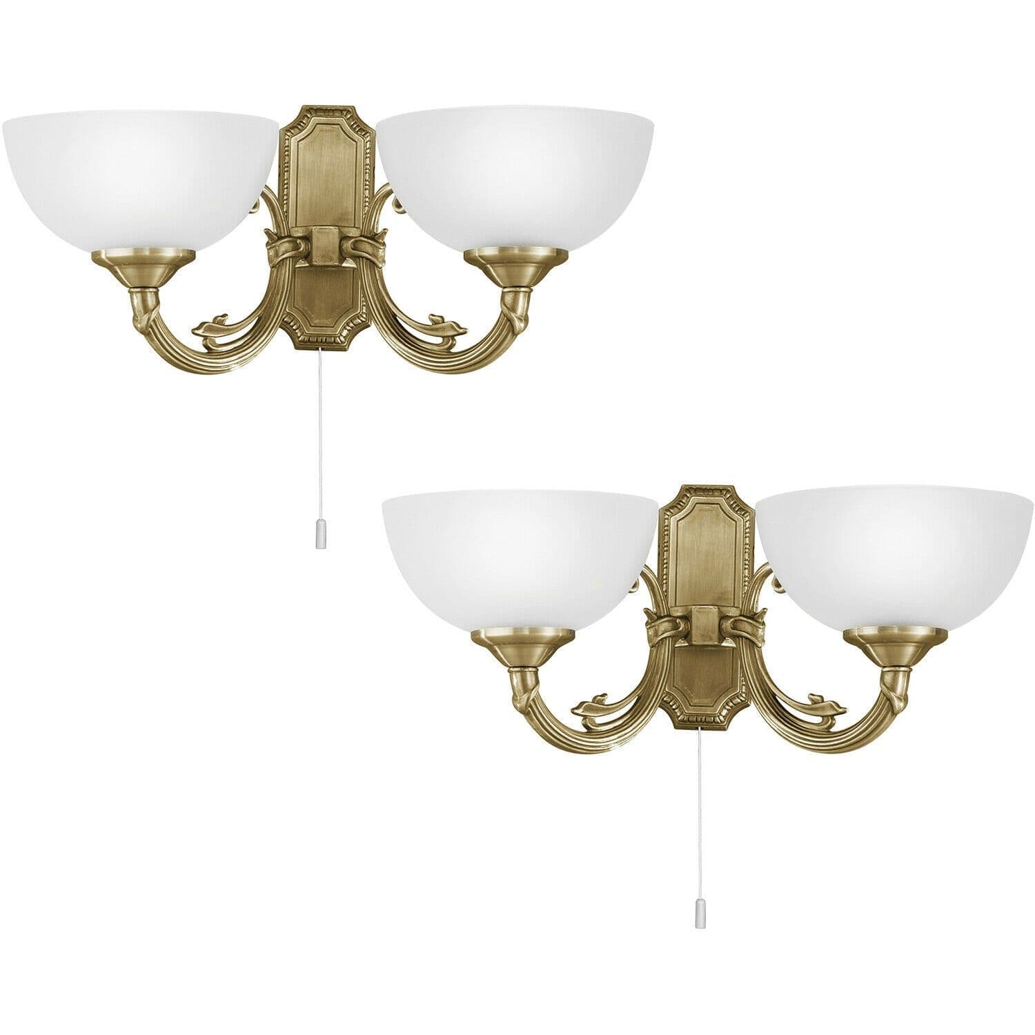2 PACK Wall Light Bronzed Cast Metal Shade Satin Glass E14 2x40W