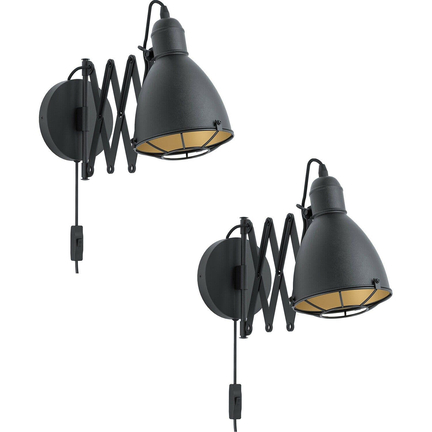 2 PACK LED Wall Light Sconce & Gold Adjustable Round Shade 1x 28W E27