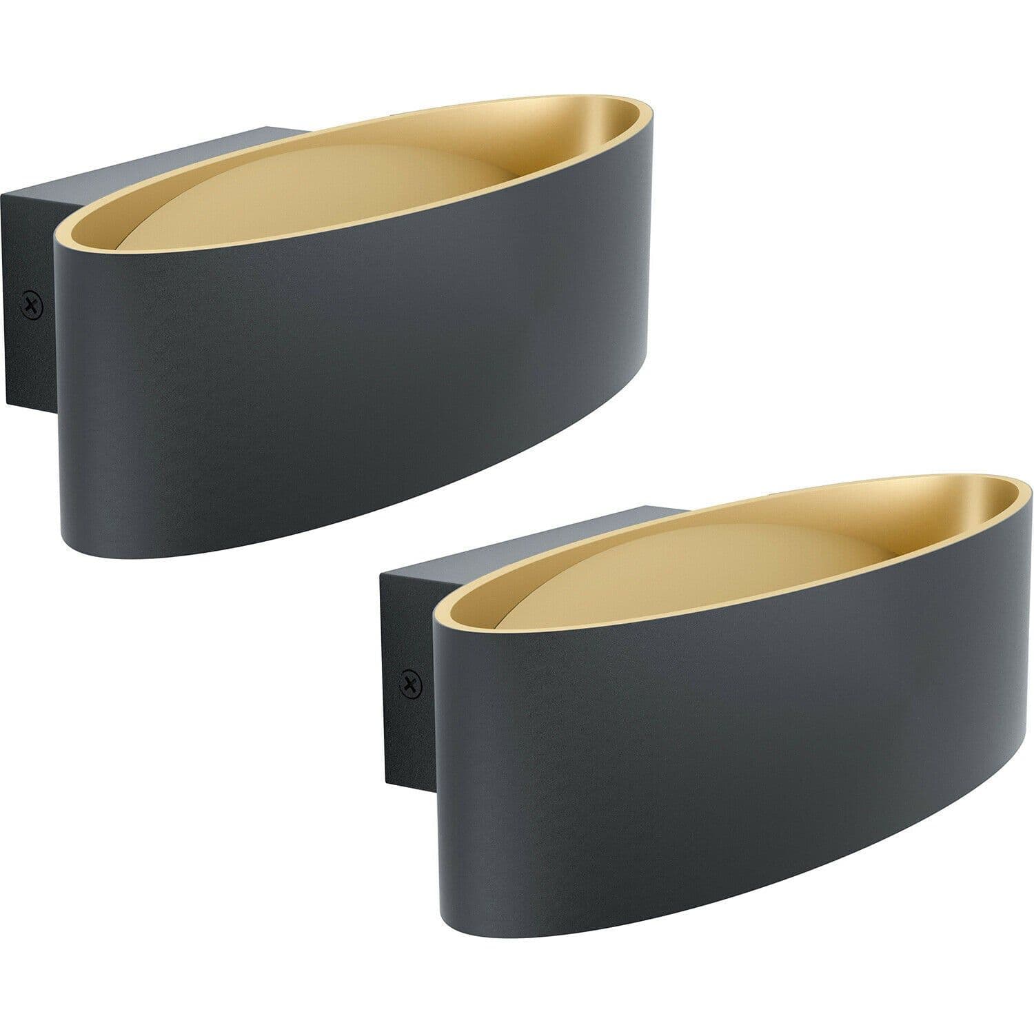 2 PACK Wall Light Gold Shade Oval Transparent Plastic LED 10W Incl
