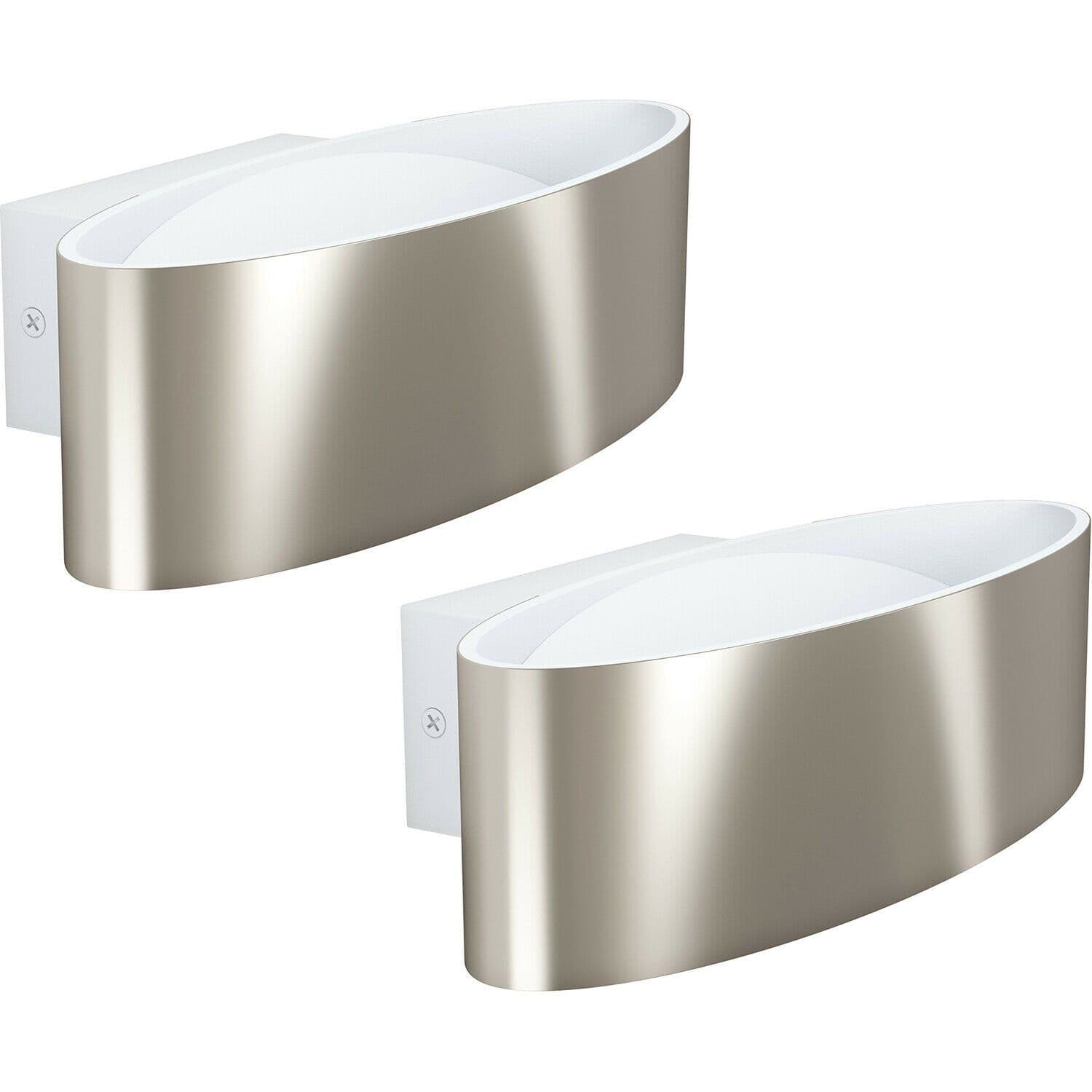 2 PACK Wall Light Satin Nickel Shade Transparent Plastic LED 10W