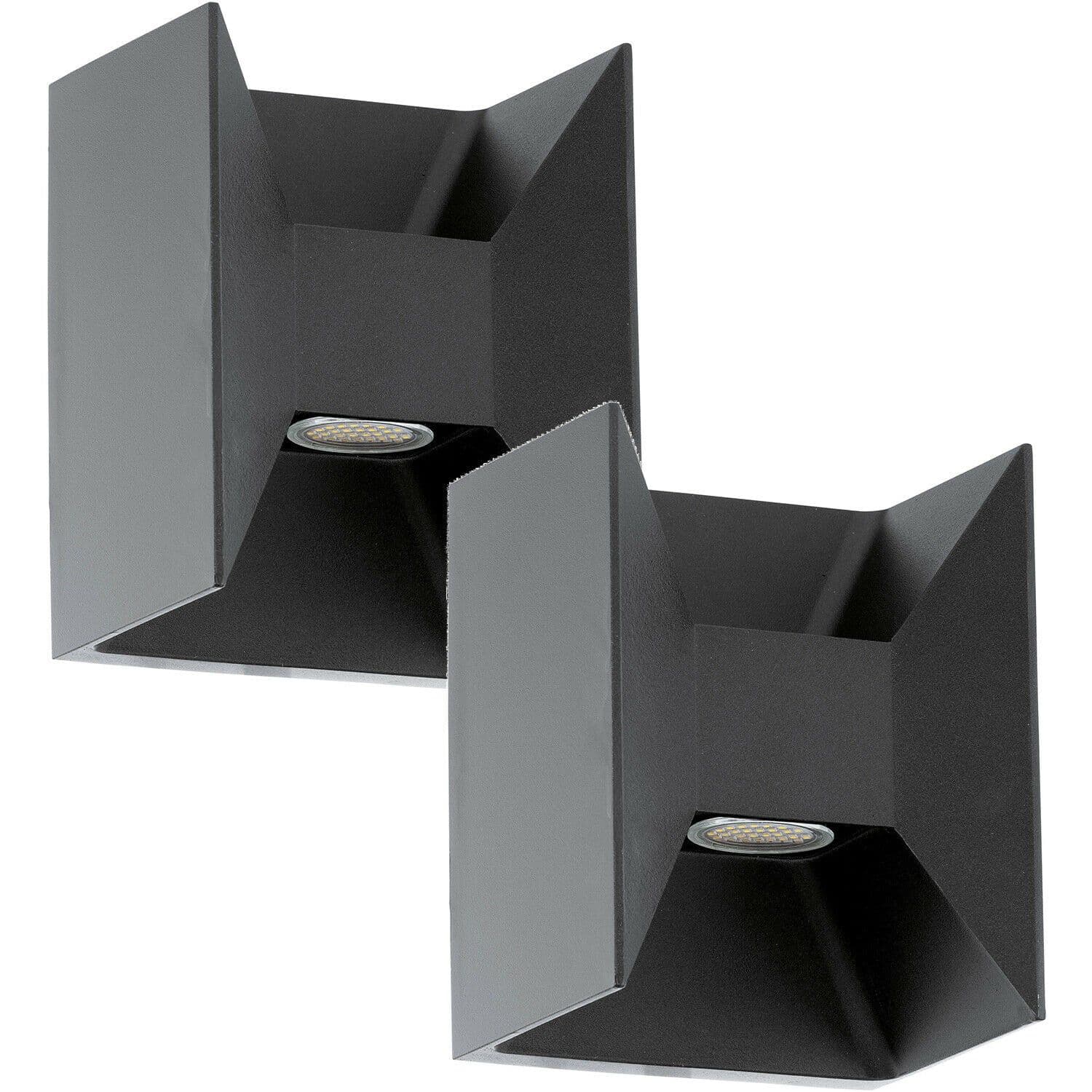 2 PACK IP44 Outdoor Up / Down Wall Light Anthracite Aluminium 2.5W LED Lamp