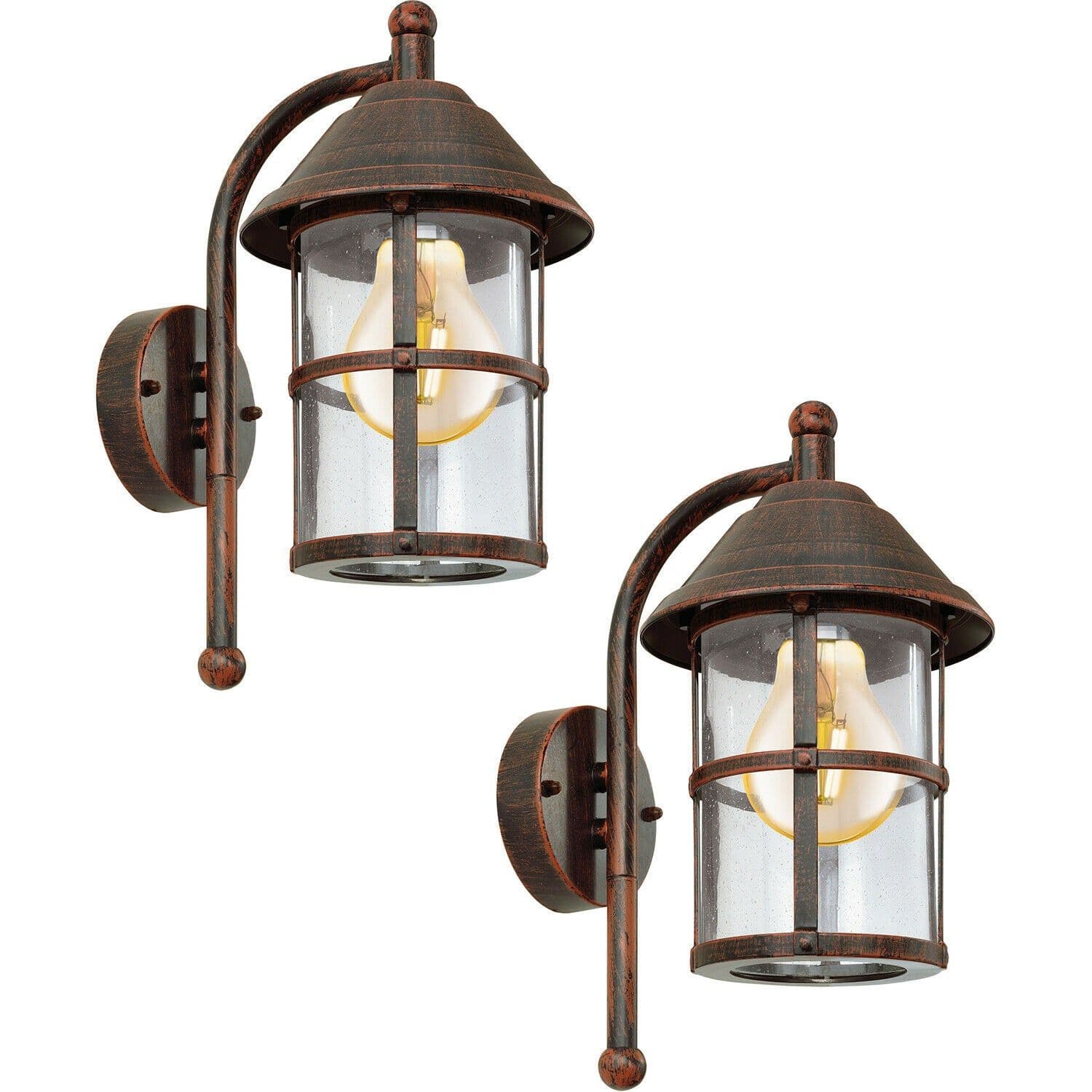 2 PACK IP23 Outdoor Wall Light Antique Zinc Plated Steel 1x 60W E27
