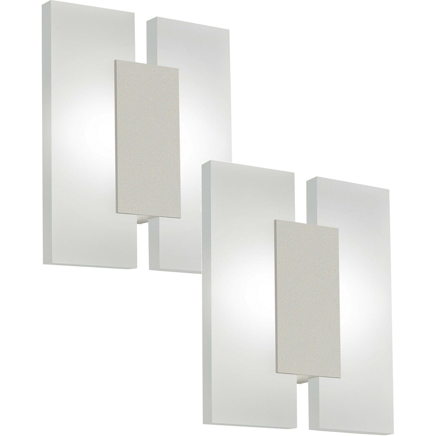 2 PACK Wall Light Satin Nickel Shade Satined Plastic LED 2x4.5W Included