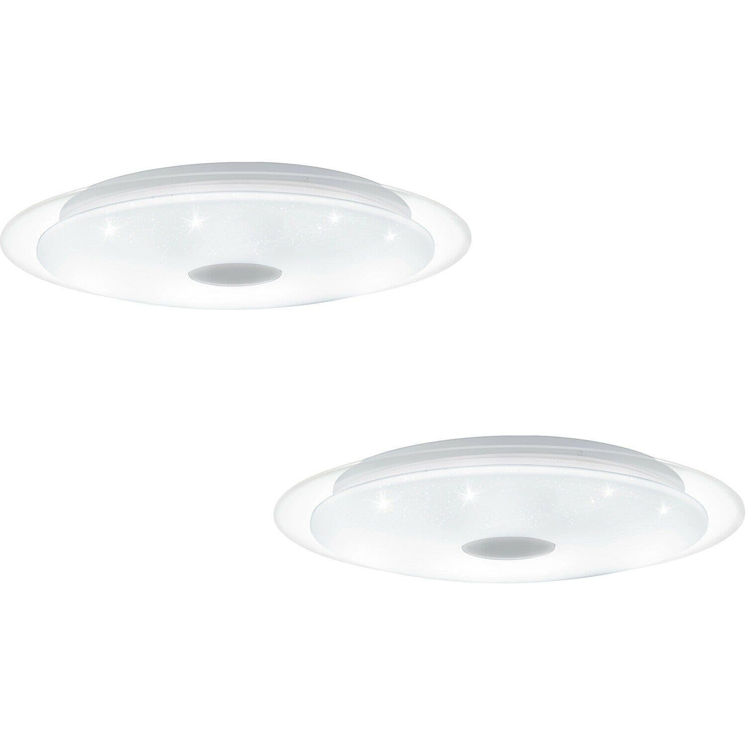 2 PACK Wall Flush Ceiling Light Shade Chrome Crystal Effect LED 24W