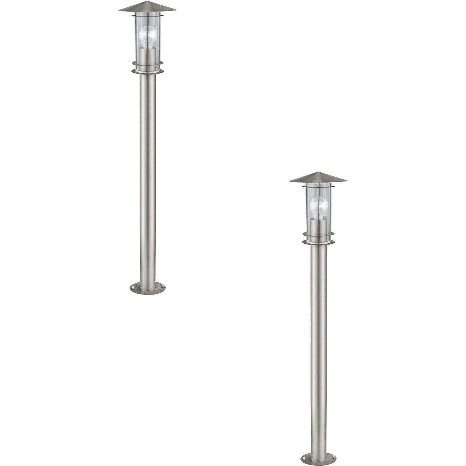 2 PACK IP44 Outdoor Bollard Light Stainless Steel 1000mm 60W E27 Driveway Post