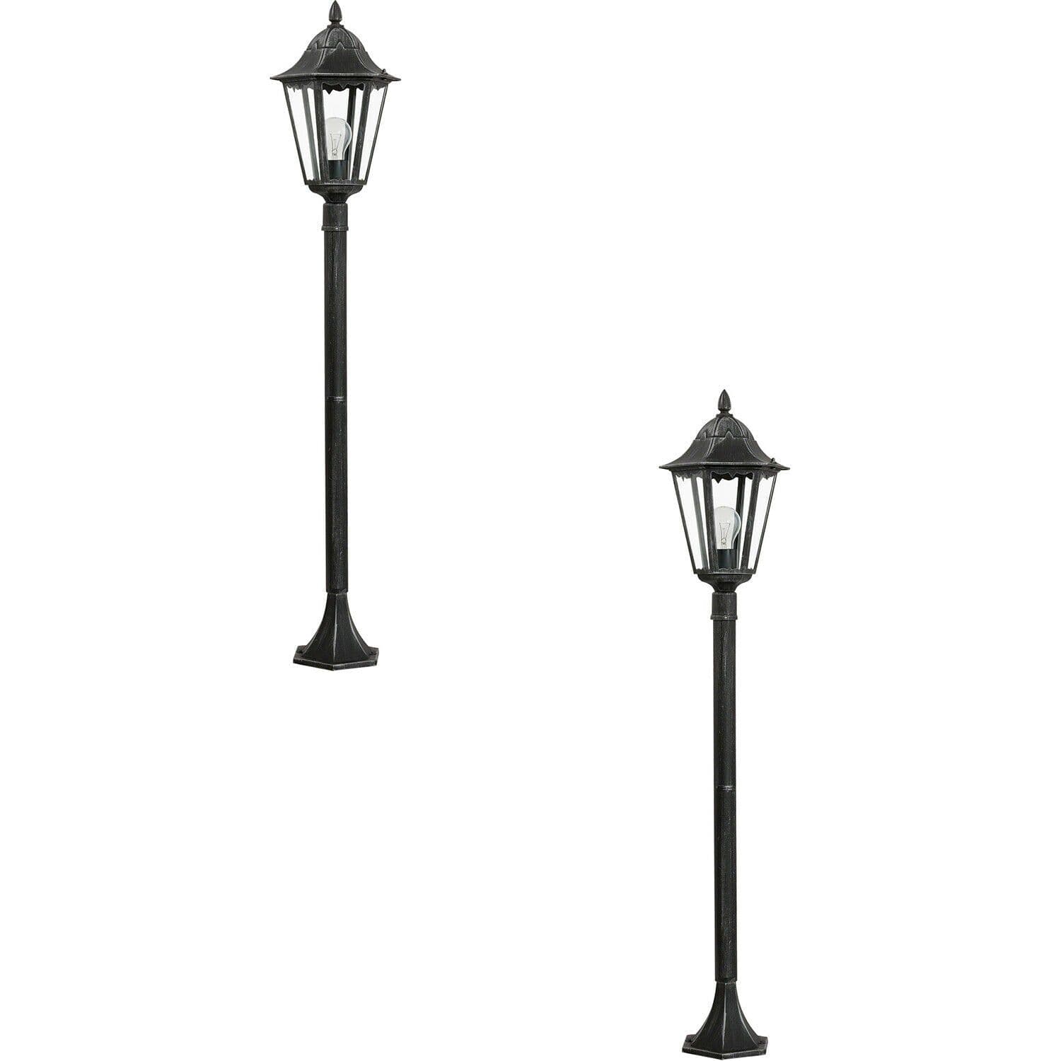 2 PACK IP44 Outdoor Bollard Light & Silver Lantern 1200mm Post 60W E27