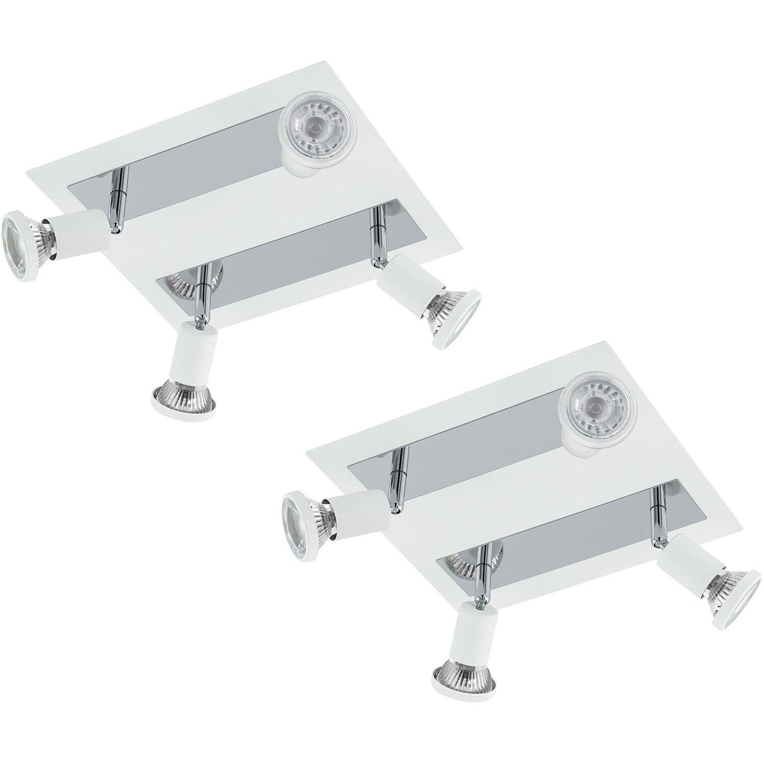 2 PACK Wall Ceiling 4 Spot Light Chrome Shade & Back Plate GU10 5W