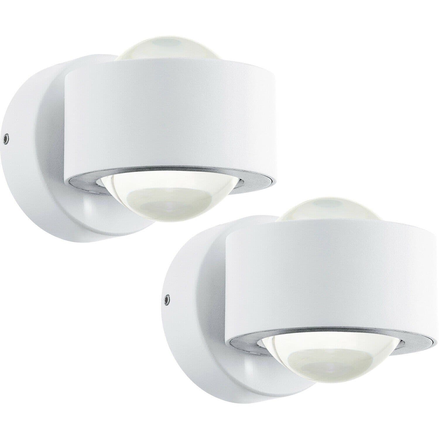 2 PACK Wall Light Aluminium Shade Clear Plastic LED 2.5W Included