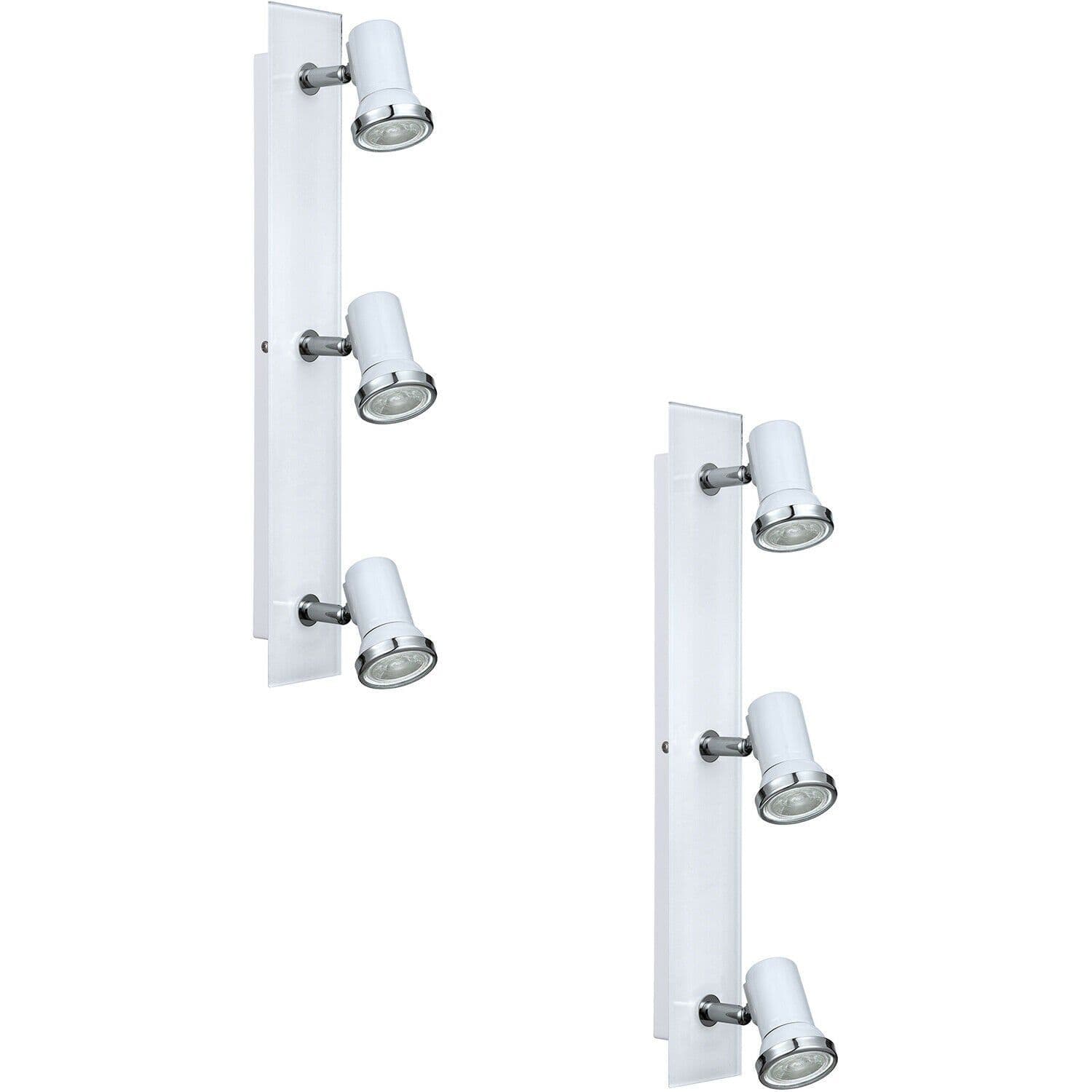 2 PACK Wall Flush Ceiling Light IP44 Bathroom Chrome GU10 3x3.3W
