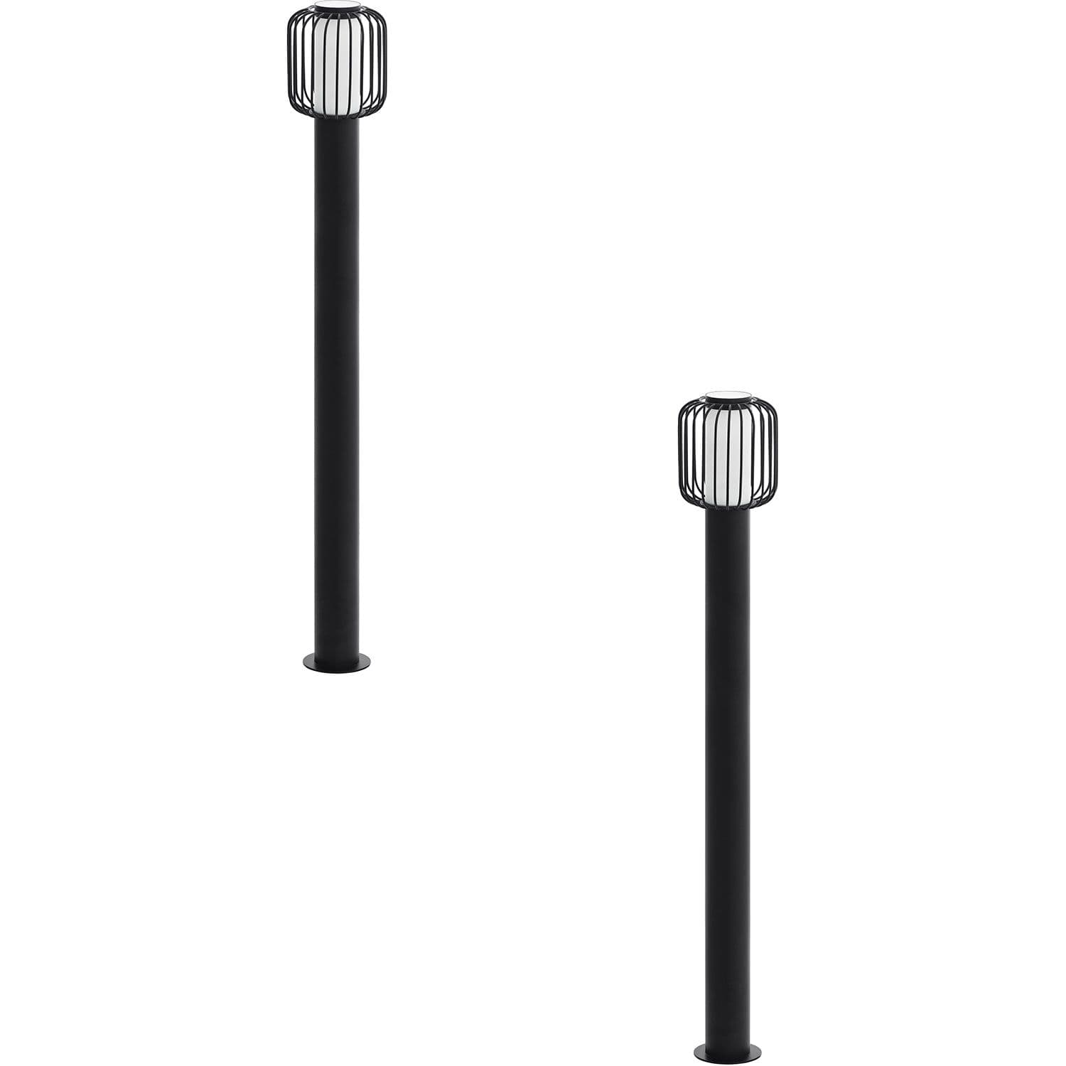 2 PACK IP44 Outdoor Bollard Light Black Zinc Plated Steel 1x 28W E27 Post