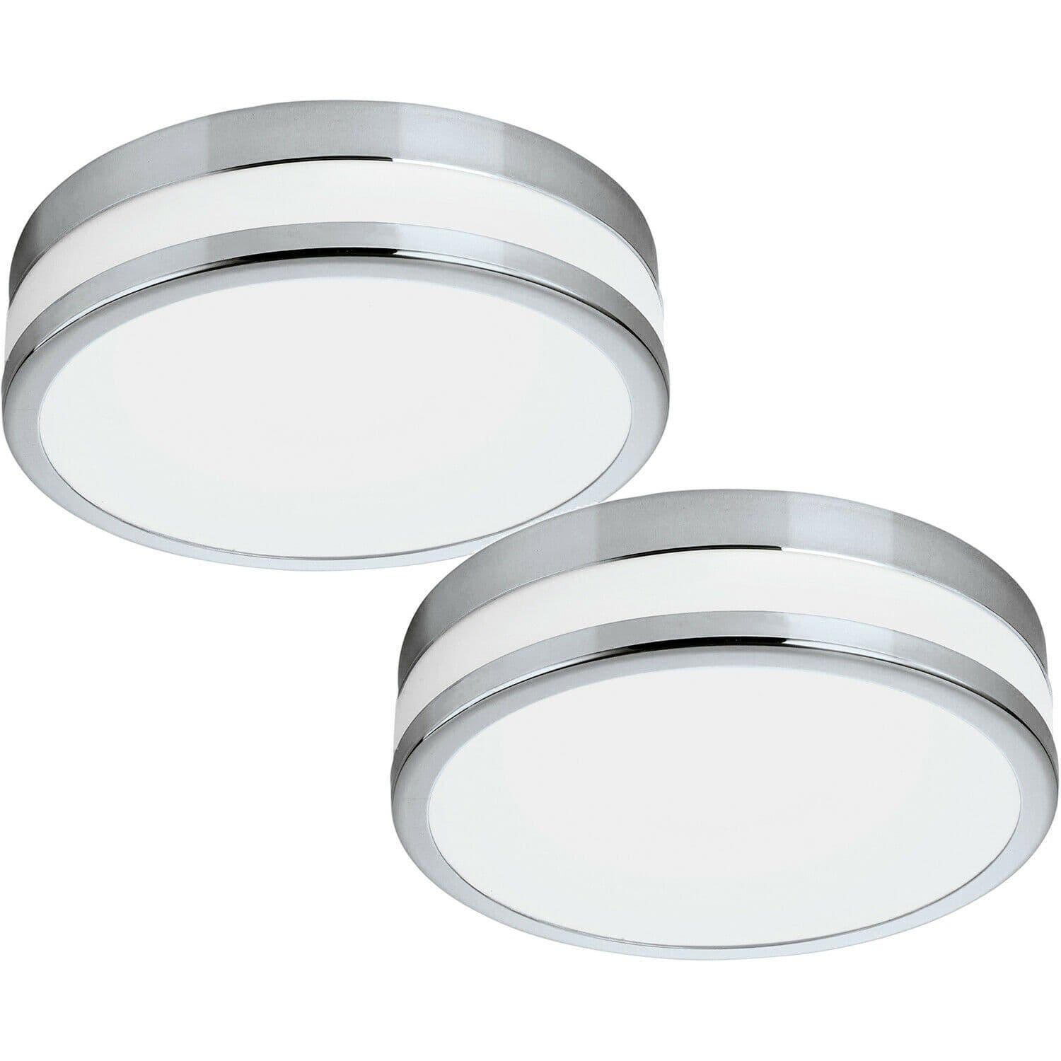 2 PACK Wall Flush Ceiling Light Chrome Painted Satin Glass Shade LED 11W