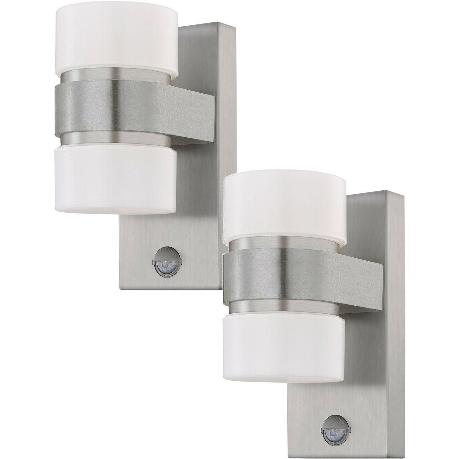 2 PACK IP44 Outdoor Wall Light & PIR Sensor Stainless Steel & 6W LED