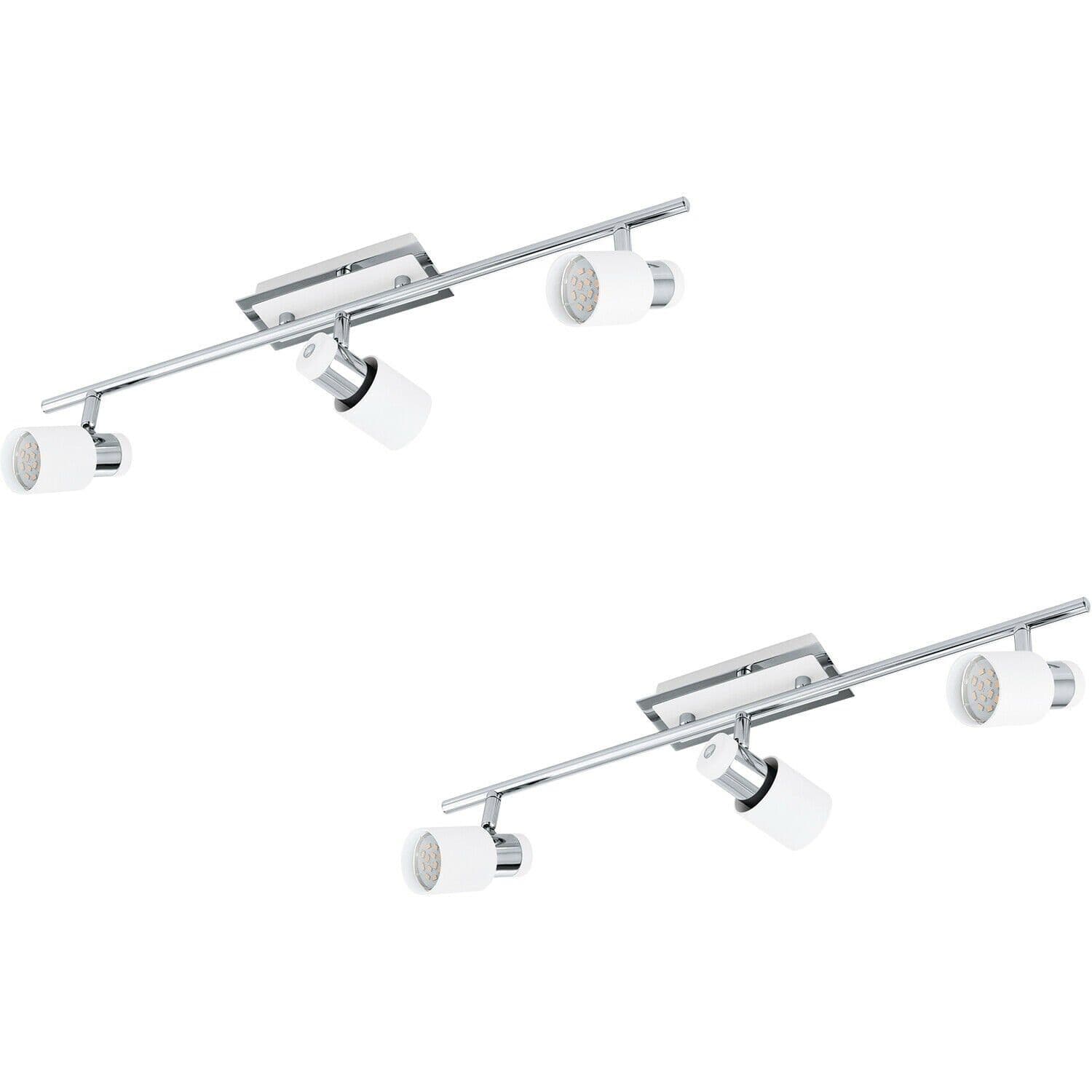 2 PACK Wall 3 Spot Light Chrome Plated & Steel GU10 3x5W Included