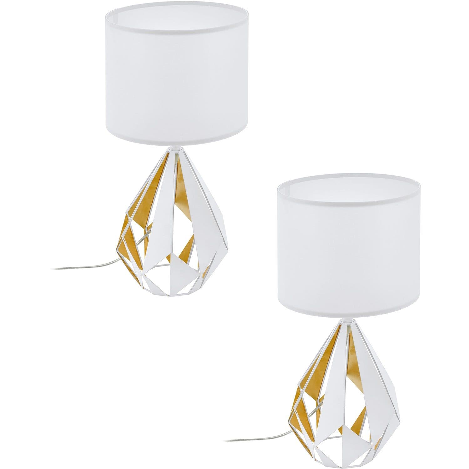 2 PACK Table Lamp Desk Light Shade & Honey Gold Geometric 1x 60W E27